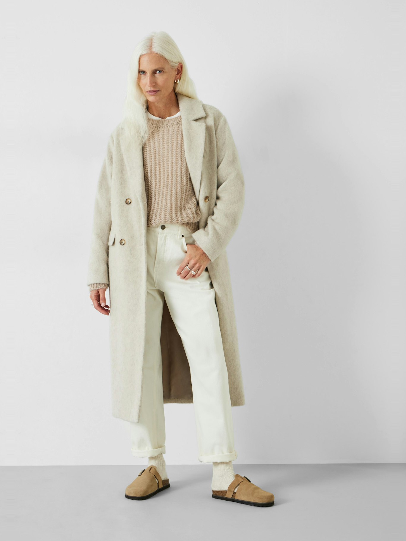 009911-0013-01 Scout Double Breasted Textured Wool Oversized Coat