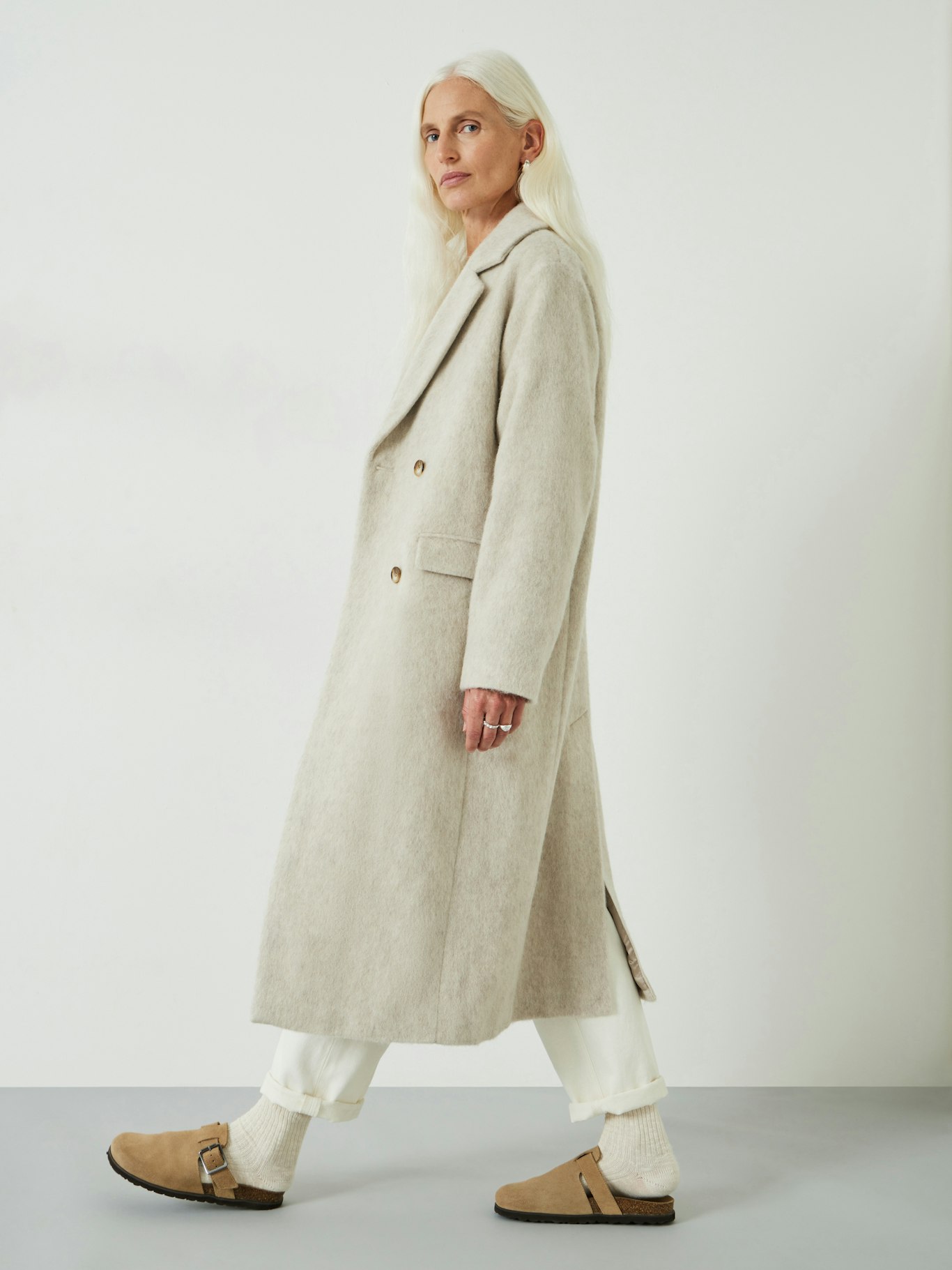 009911-0013-02 Scout Double Breasted Textured Wool Oversized Coat