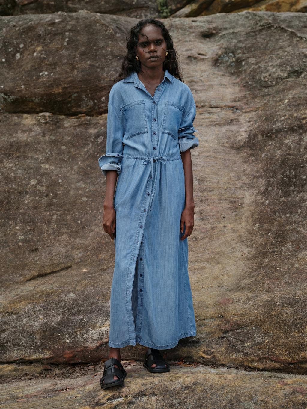 010309-2797-10 Savannah Maxi Relaxed Shirt Dress