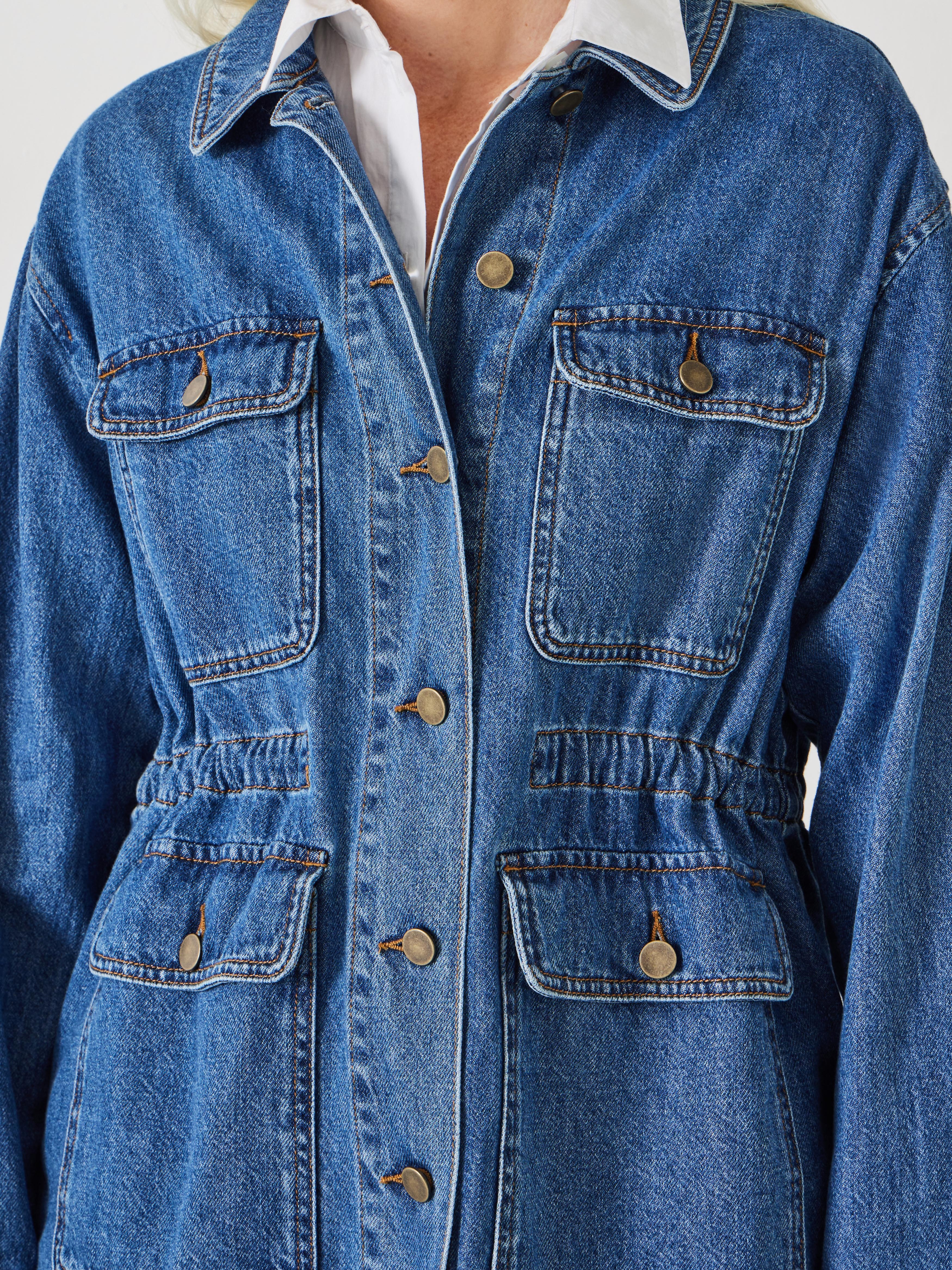 Nora Relaxed Denim Utility Jacket