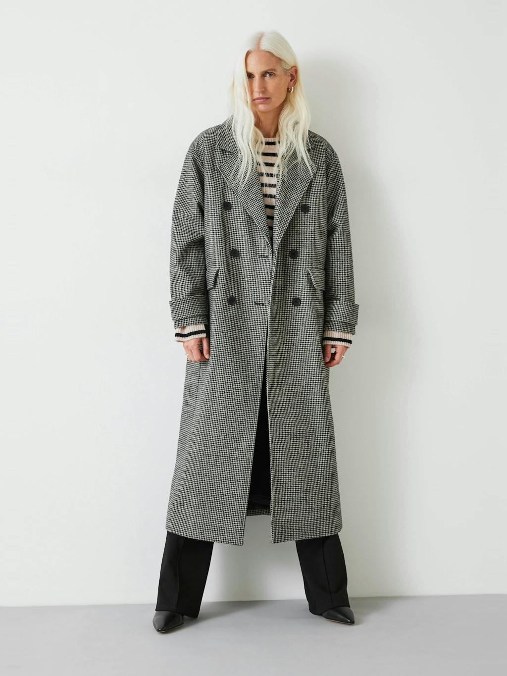 009546-0456-01 Rose Check Double Breasted Wool Blend Coat