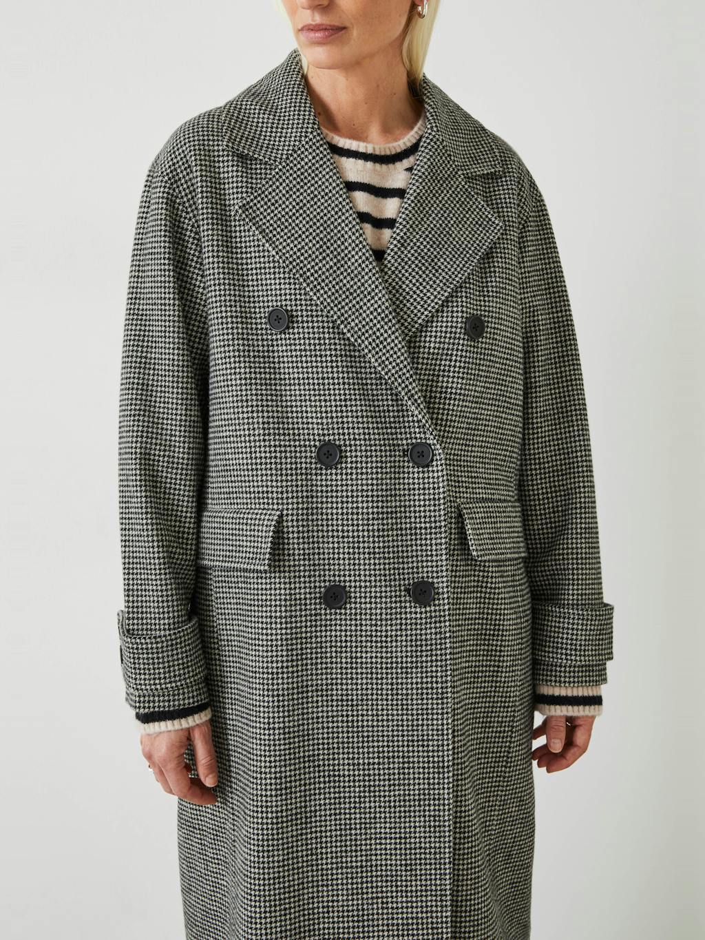 009546-0456-02 Rose Check Double Breasted Wool Blend Coat