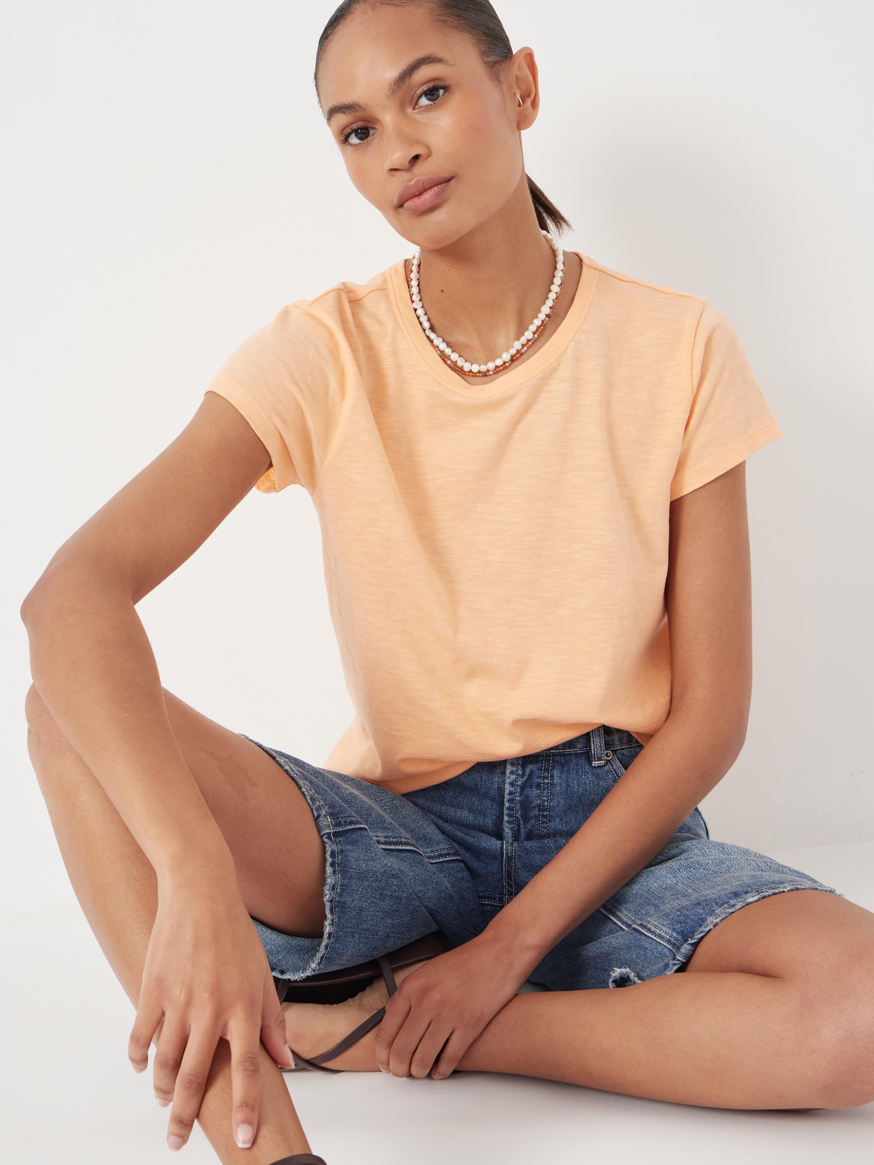 Slim Fit Slub Cotton Crew Neck T-Shirt