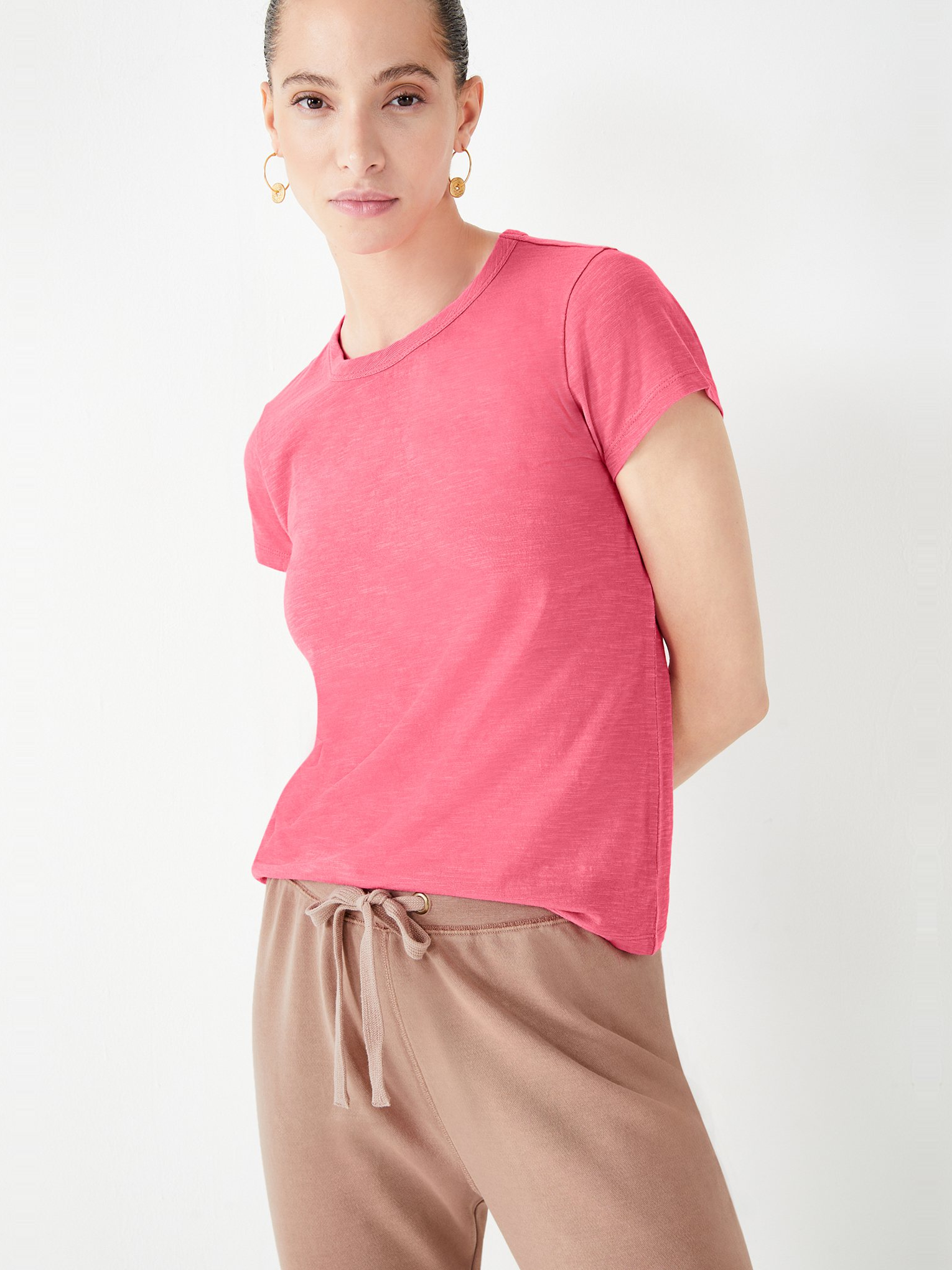 Slim Fit Slub Cotton Crew Neck T-Shirt