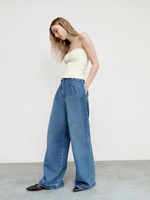 Lya Pleated Wide Leg Jeans