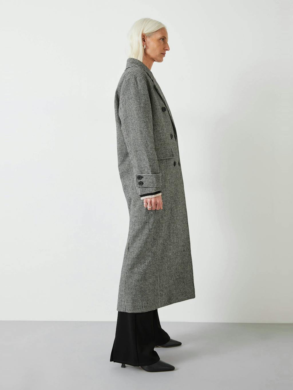 009546-0456-04 Rose Check Double Breasted Wool Blend Coat