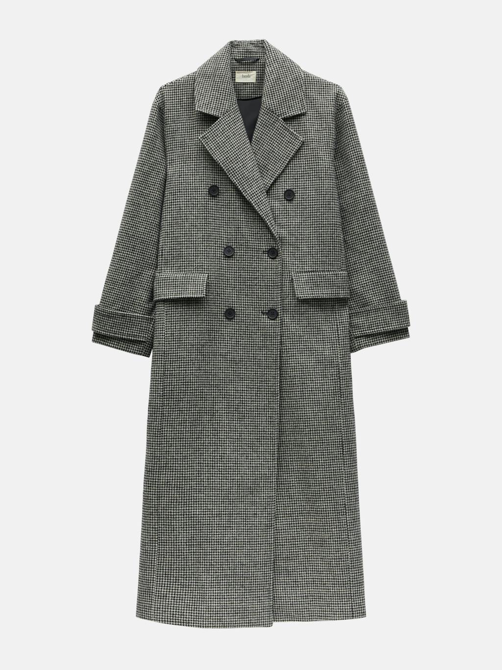 009546-0456-07 Rose Check Double Breasted Wool Blend Coat
