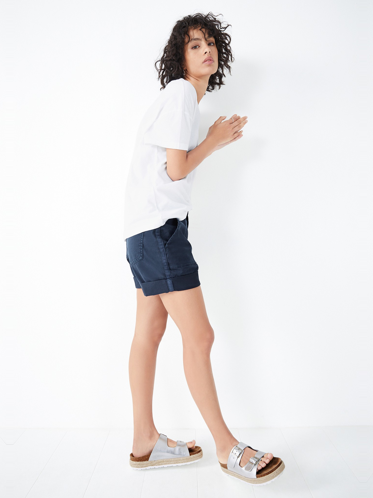 Linen Blend Deep V T-Shirt