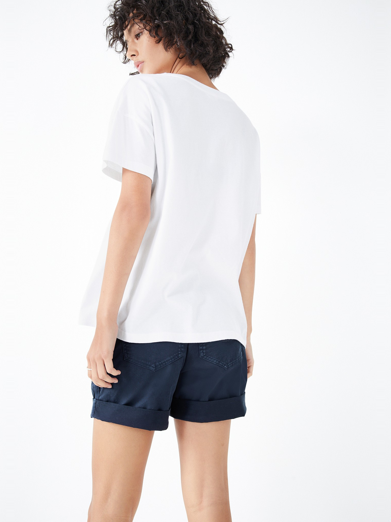 Linen Blend Deep V T-Shirt