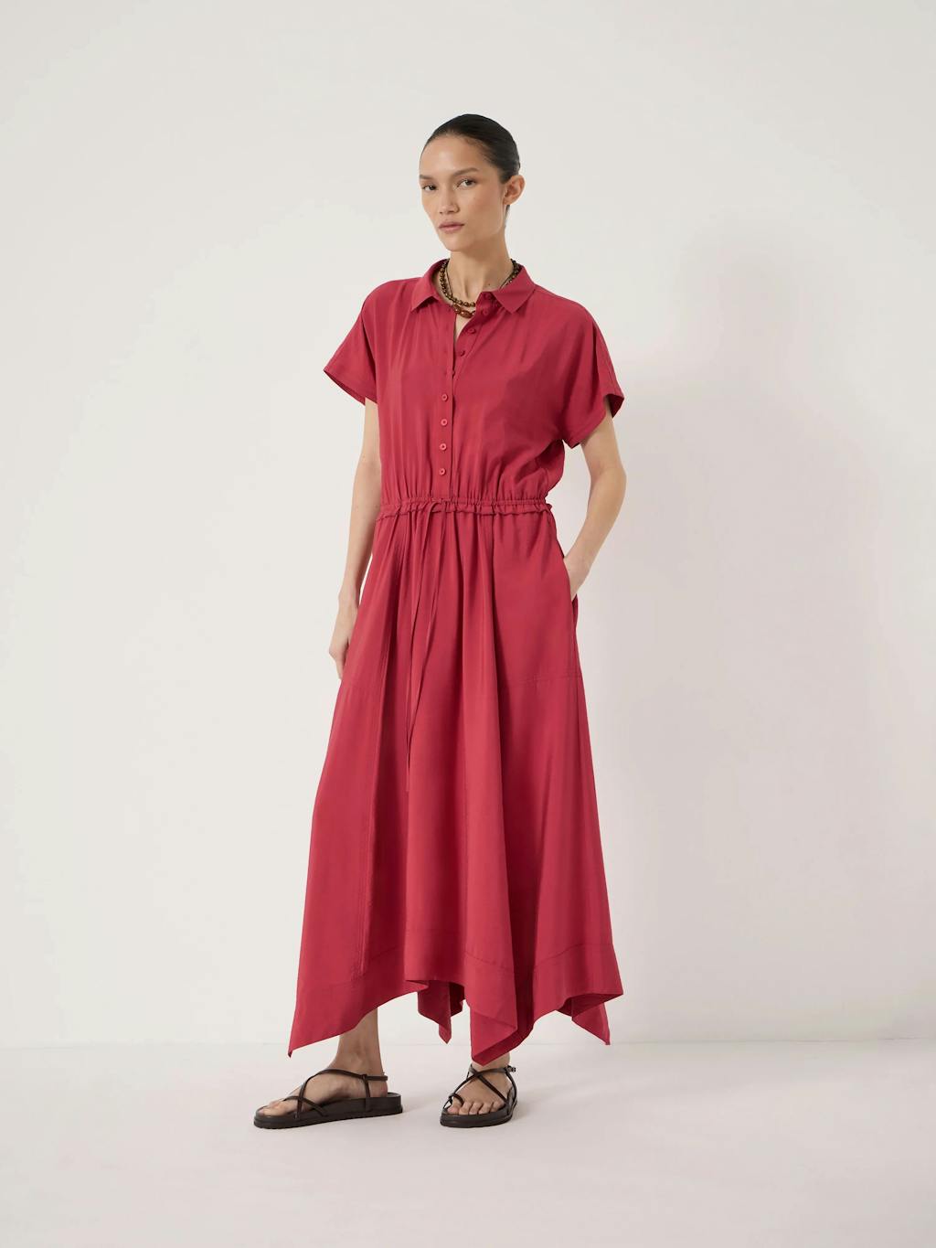 014544-1166-01.jpg Lila Short Sleeve Hanky Hem Dress