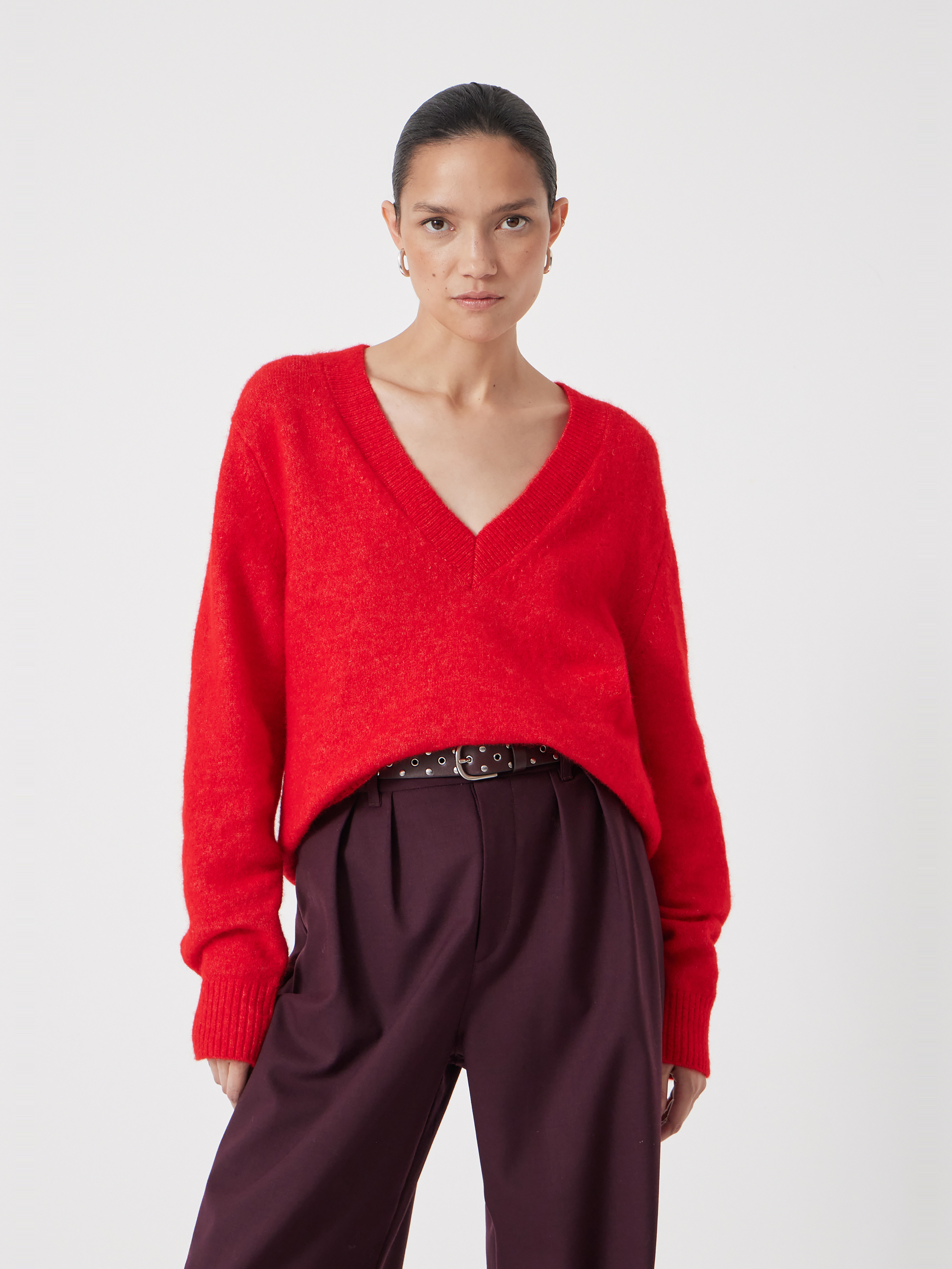 V Neck Wool Blend Jumper