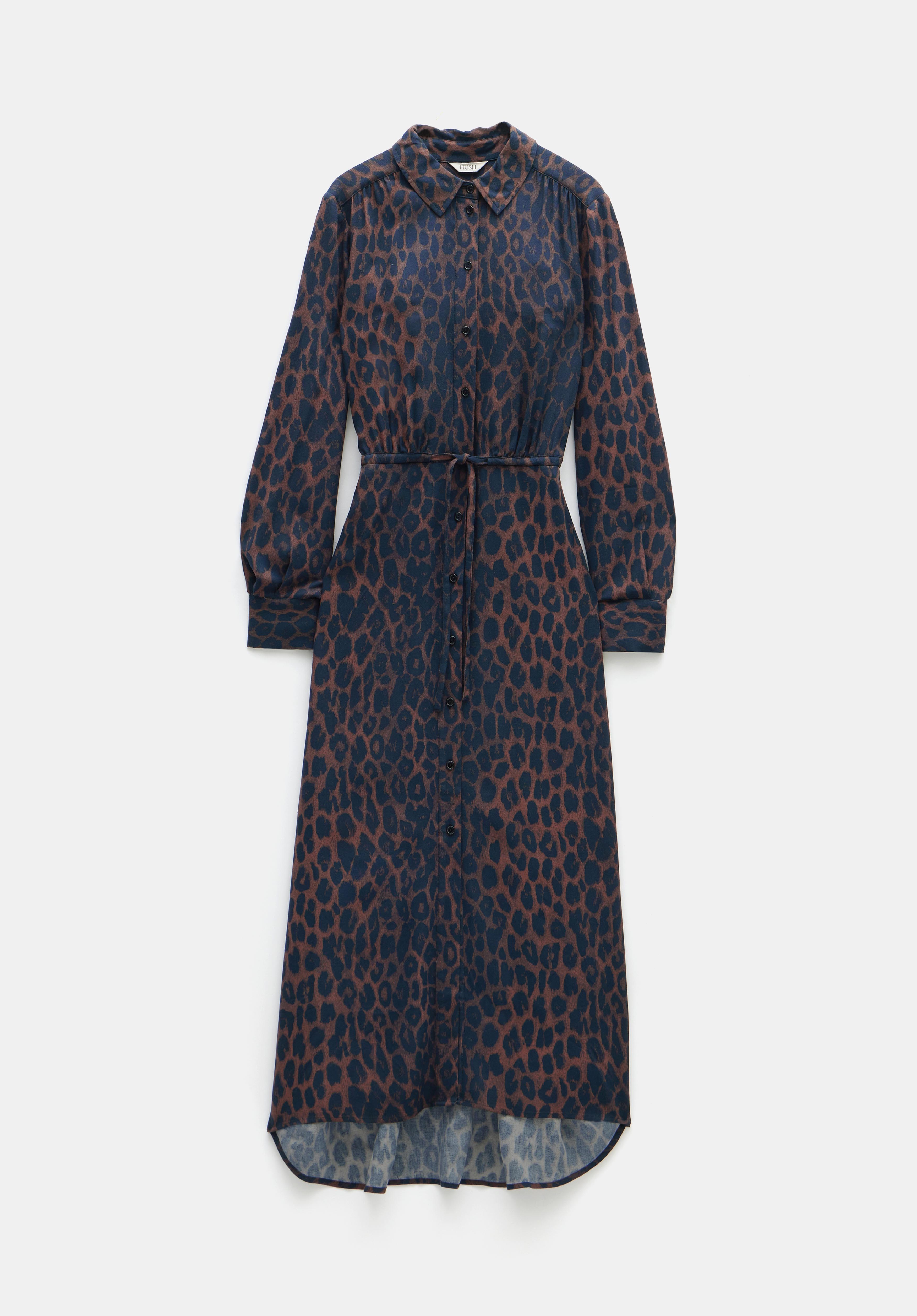 Rosey Leopard Midi Shirt Dress