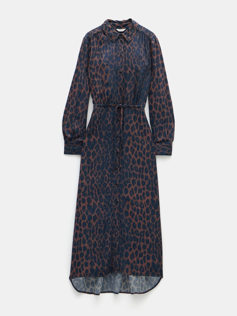 Rosey Leopard Midi Shirt Dress