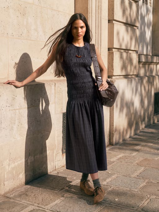 Ismay Shirred Check Cotton Dress