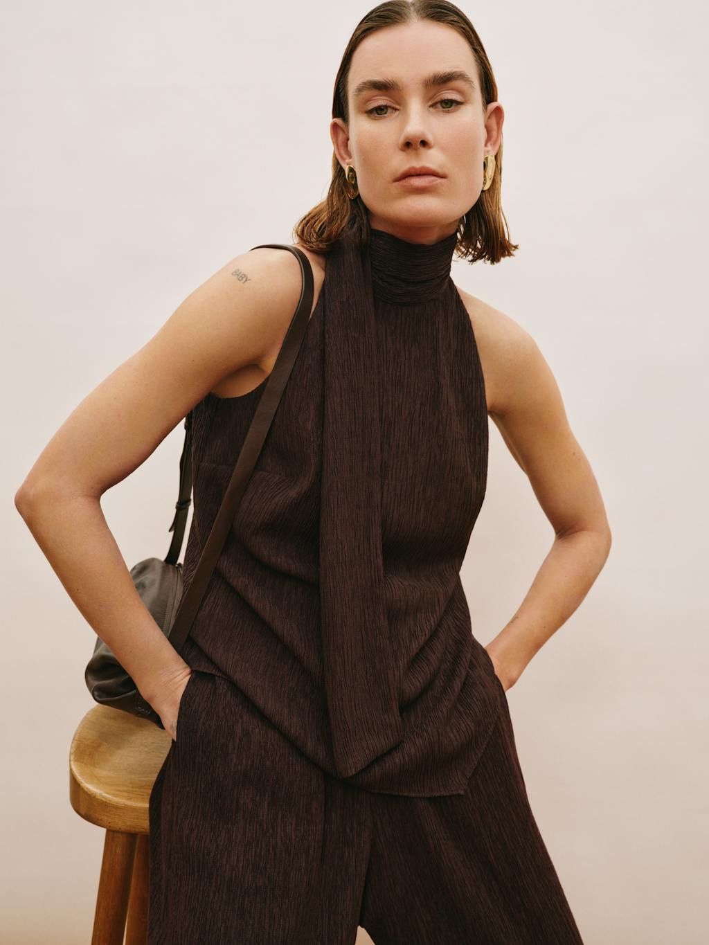 015274-4843-10 Adira Crinkle Bubble Hem Trousers