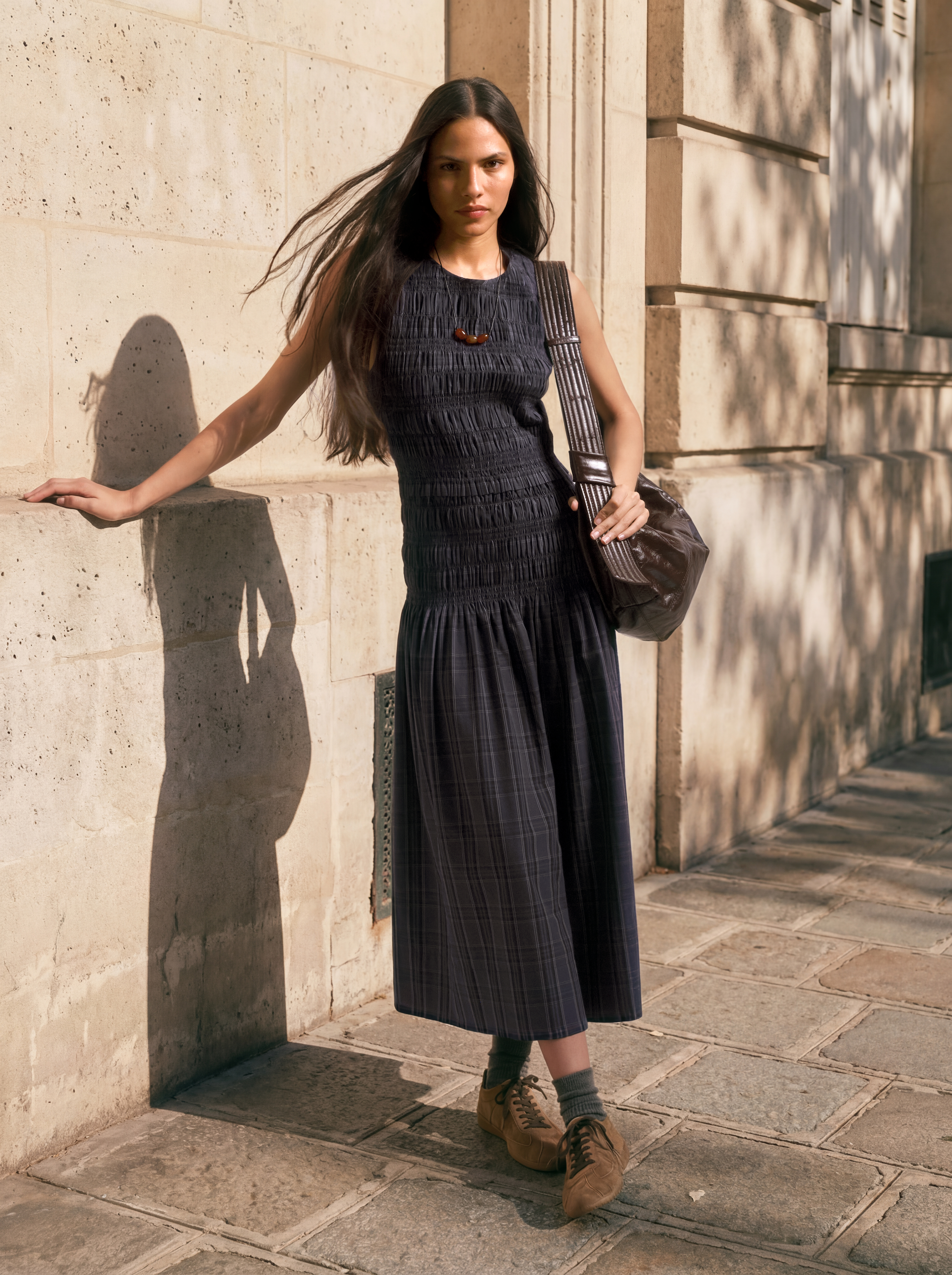 Ismay Shirred Check Cotton Dress