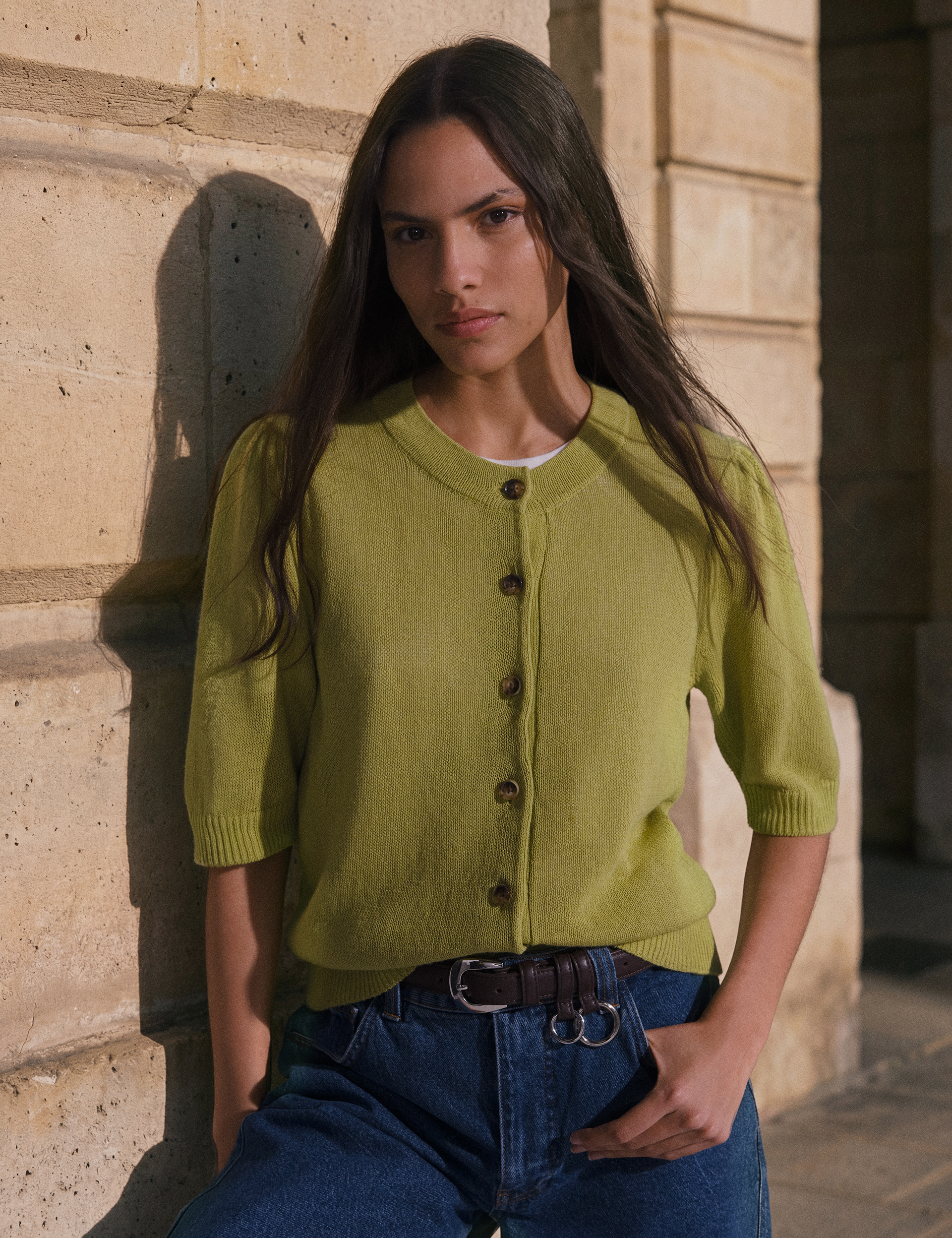 Celeste Short Sleeve Linen Blend Cardigan