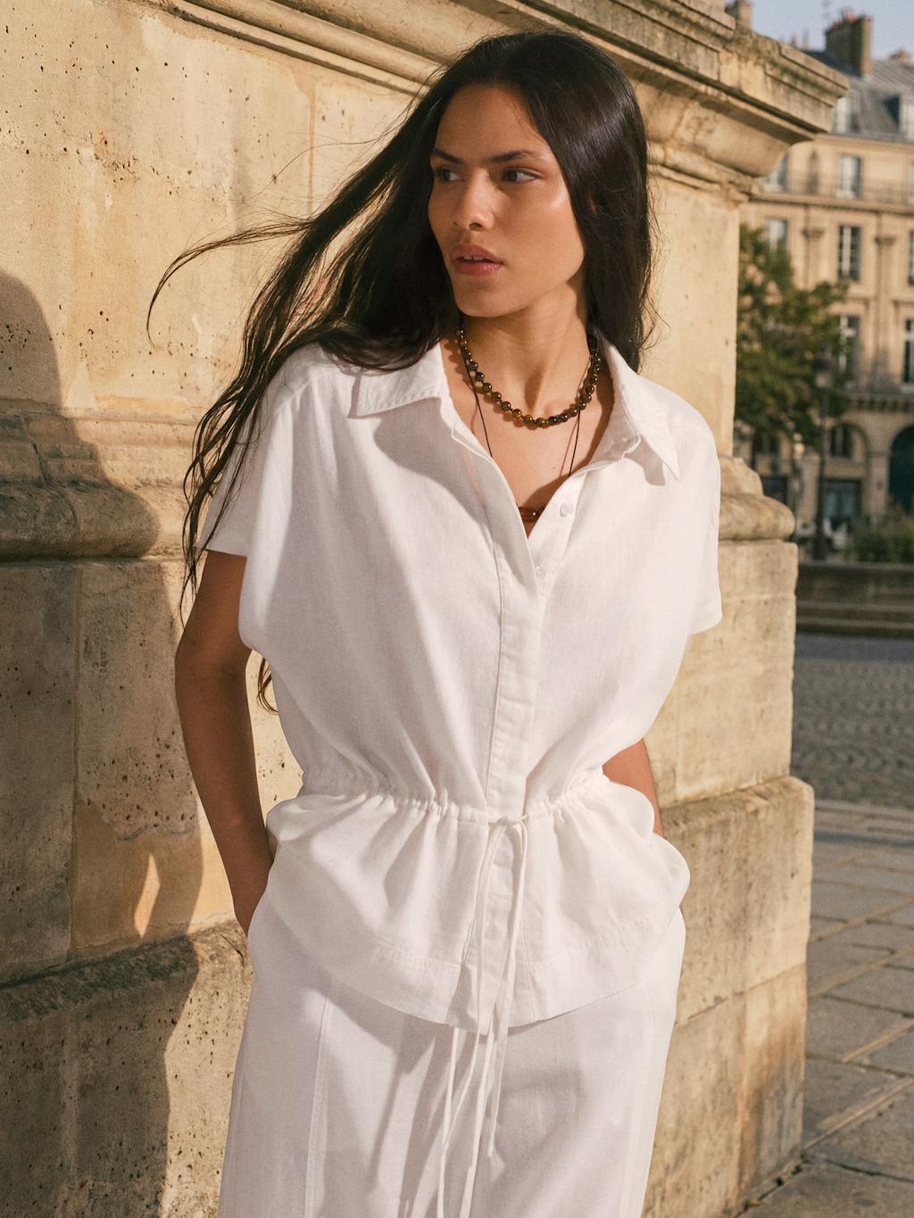 014771-0001-10 Mirai Linen Blend Short Sleeve Shirt