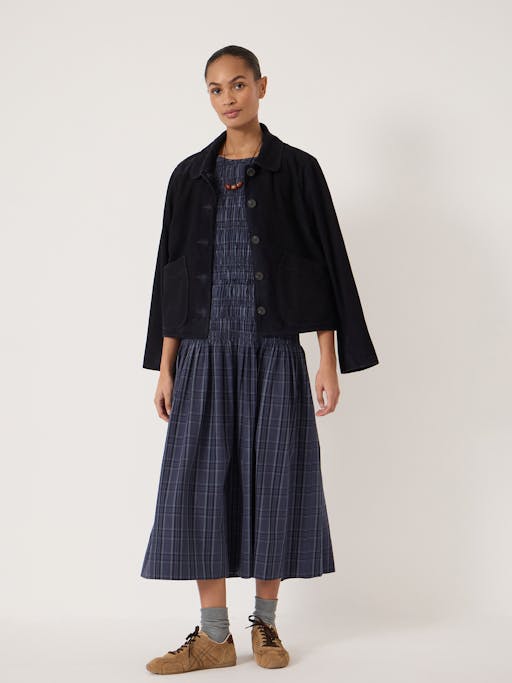 Ismay Shirred Check Cotton Dress