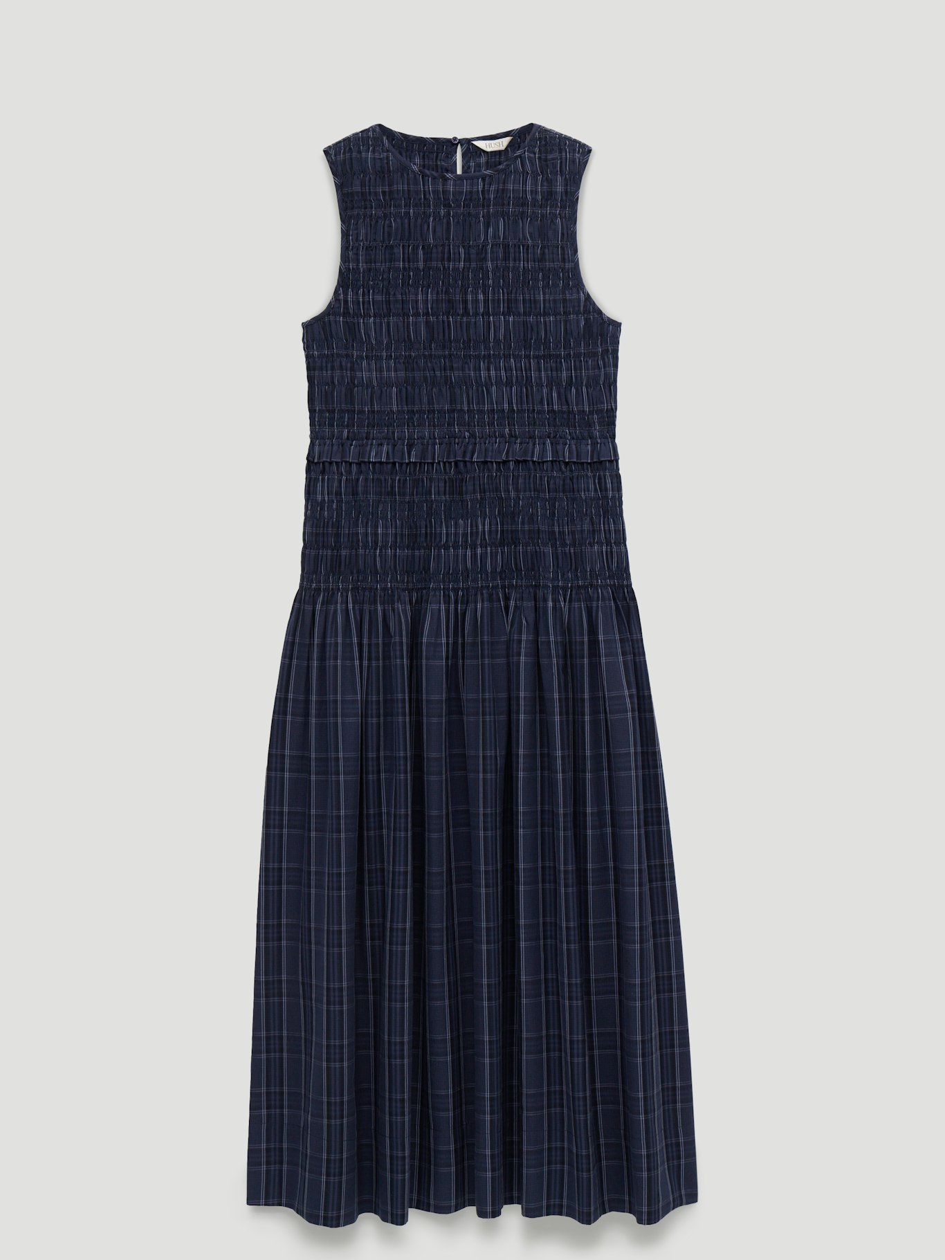 016022-4940-07 Ismay Shirred Check Cotton Dress