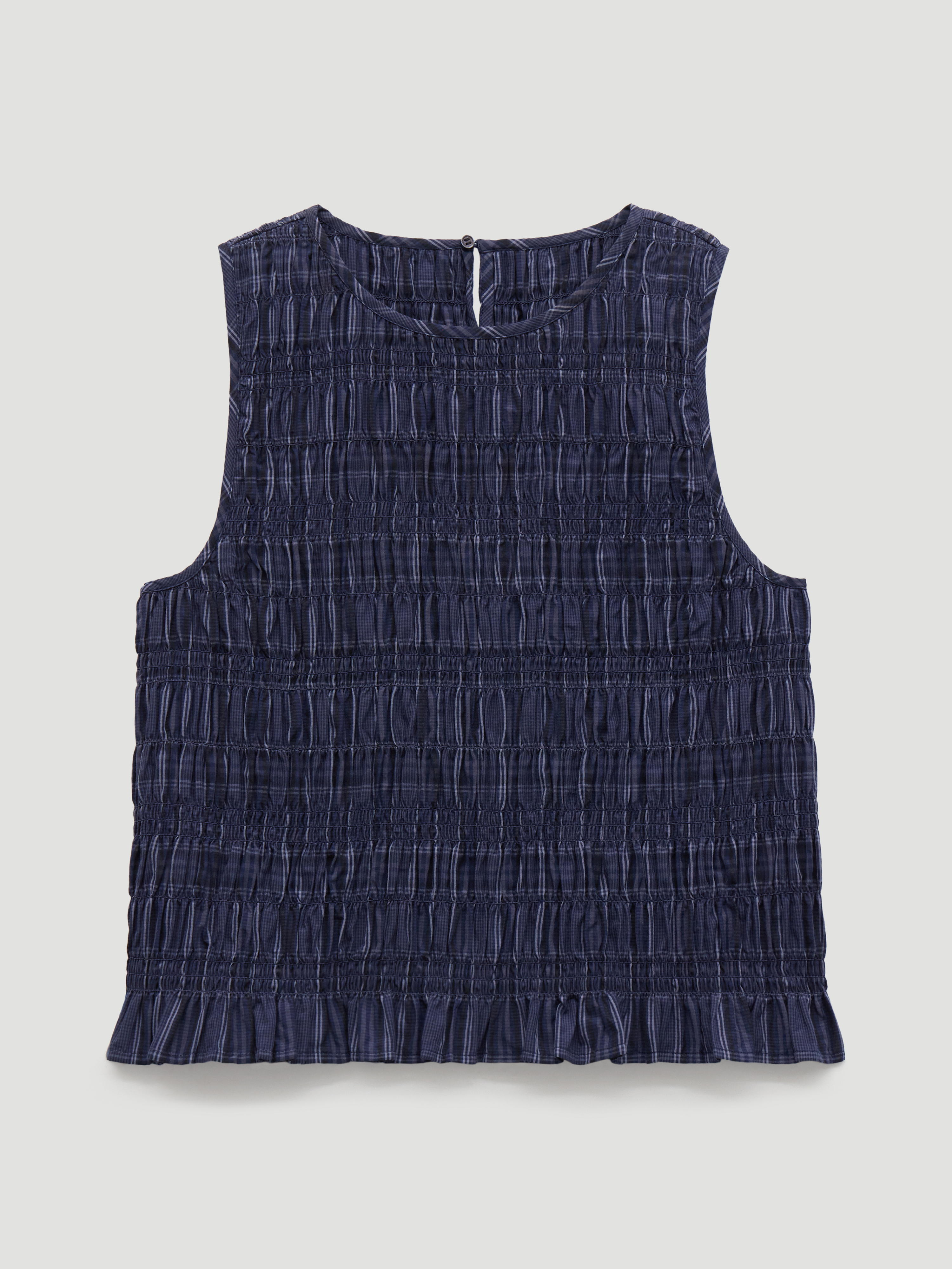 Maddie Shirred Cotton Check Shell Top