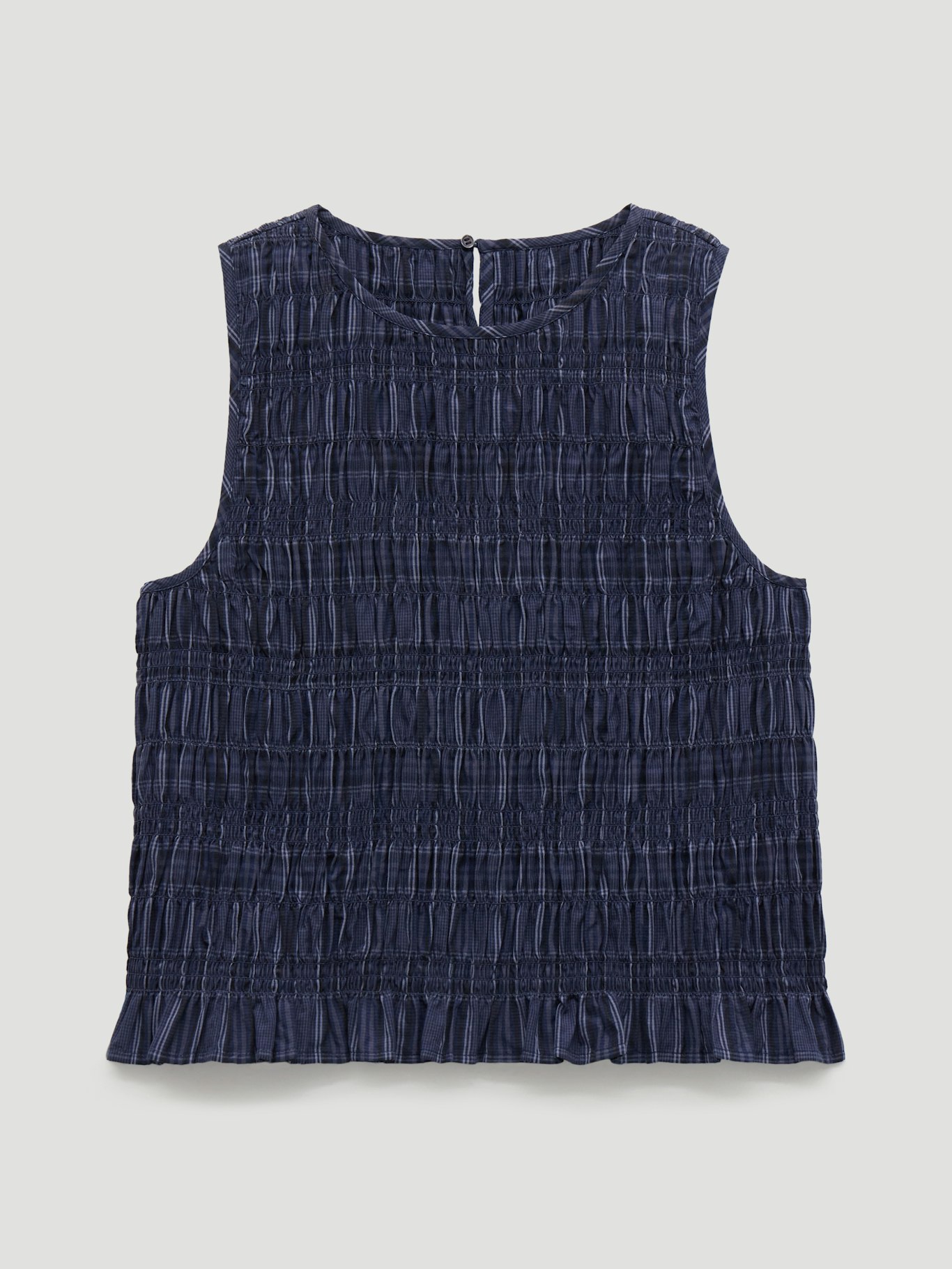 016021-4940-07 Maddie Shirred Cotton Check Shell Top