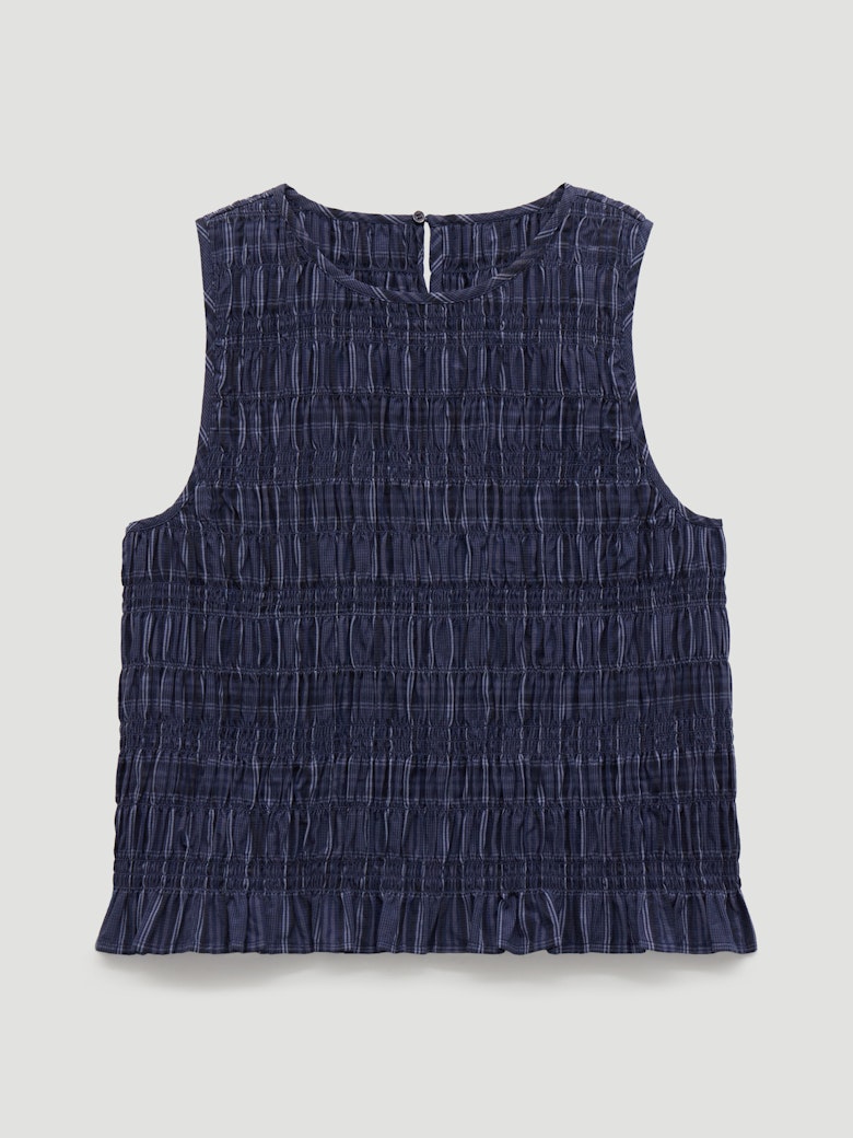 Maddie Shirred Cotton Check Shell Top