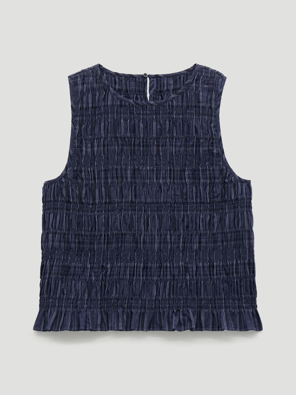 016021-4940-07 Maddie Shirred Cotton Check Shell Top