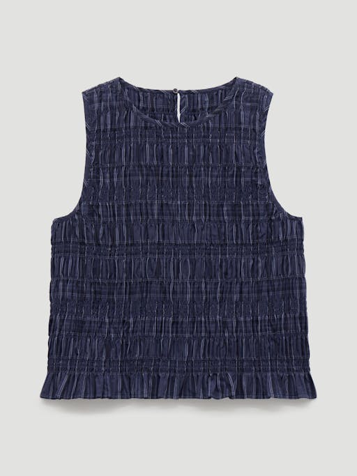 Maddie Shirred Cotton Check Shell Top