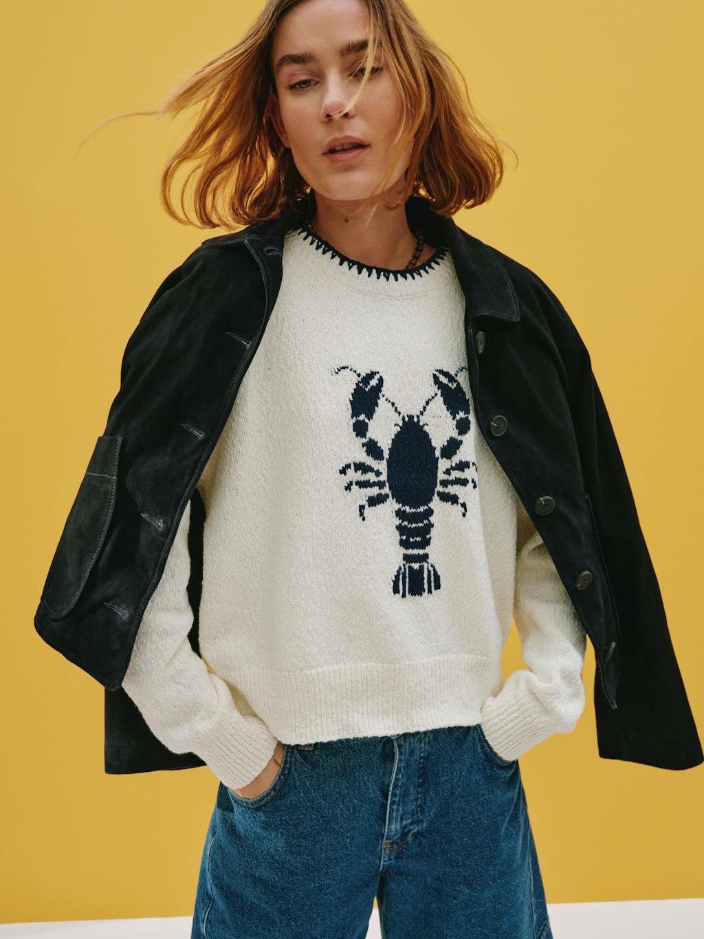 014597-0340-10 Hallie Crew Neck Lobster Graphic Knitted Jumper