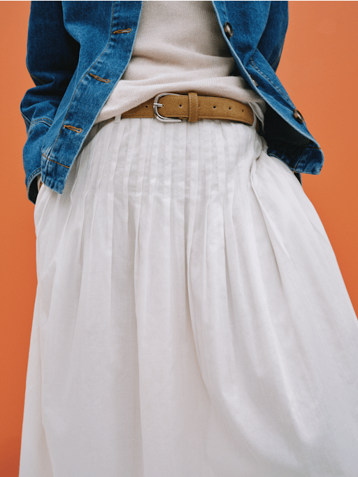 Maddie Pleated Cotton Voile Midi Skirt