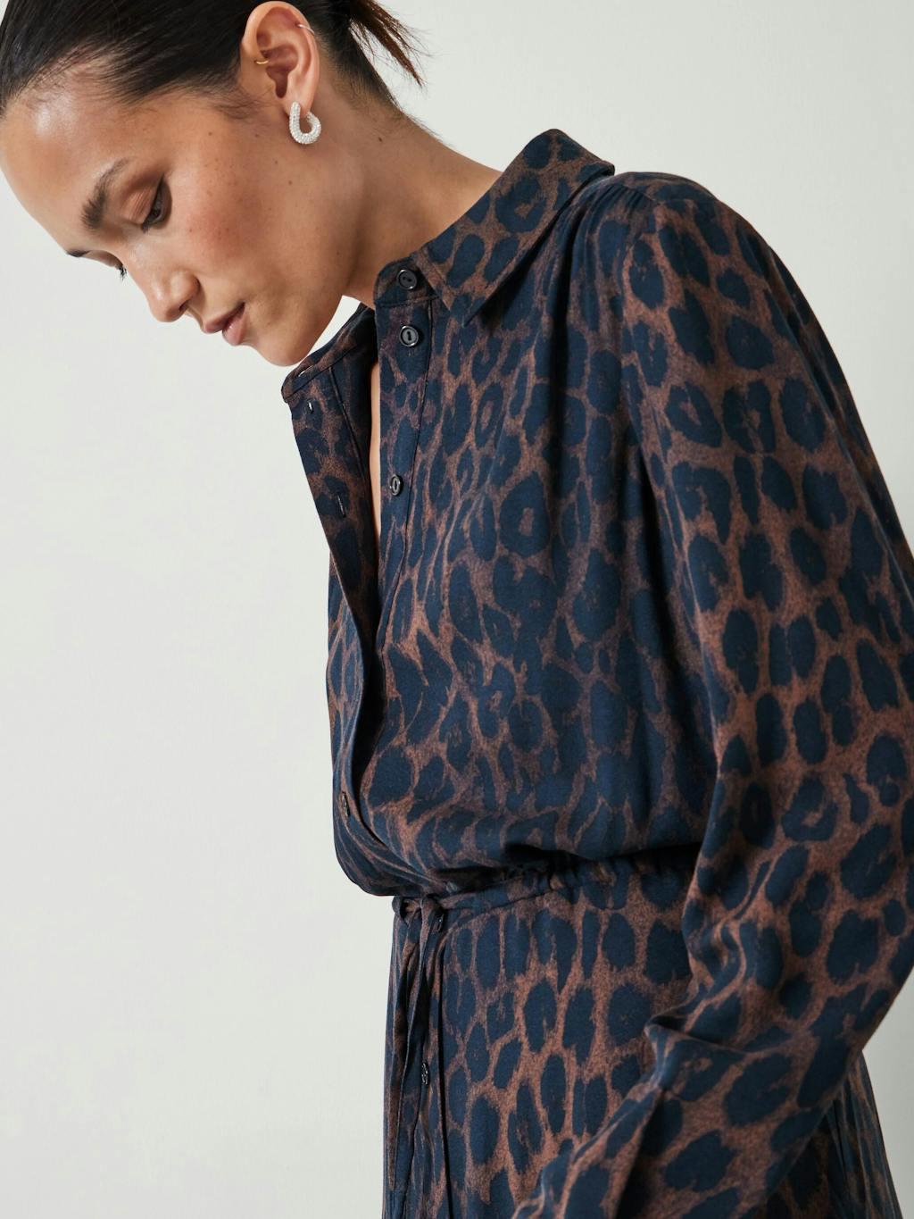 Rosey Leopard Midi Shirt Dress Rosey Leopard Midi Shirt Dress