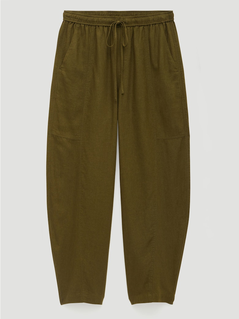 Tovi Linen Blend Barrel Leg Trousers