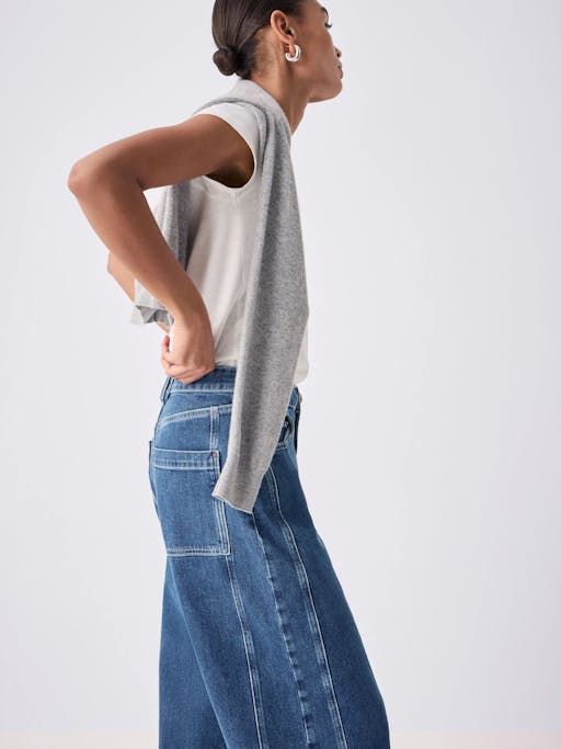 Bryce Seam Detail Barrel Leg Jeans