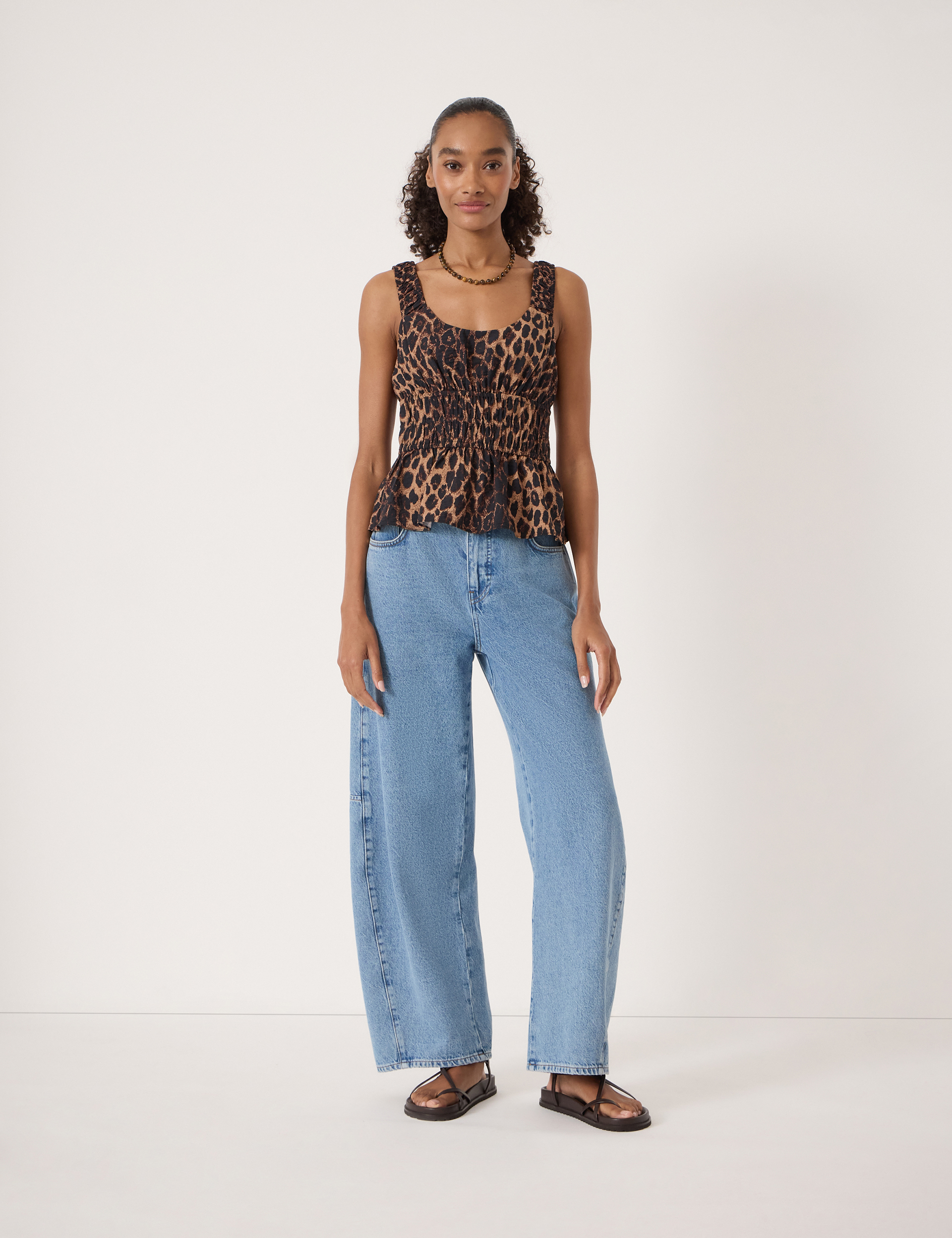 Ozra Gathered Straps Top | Soft Leopard | hush