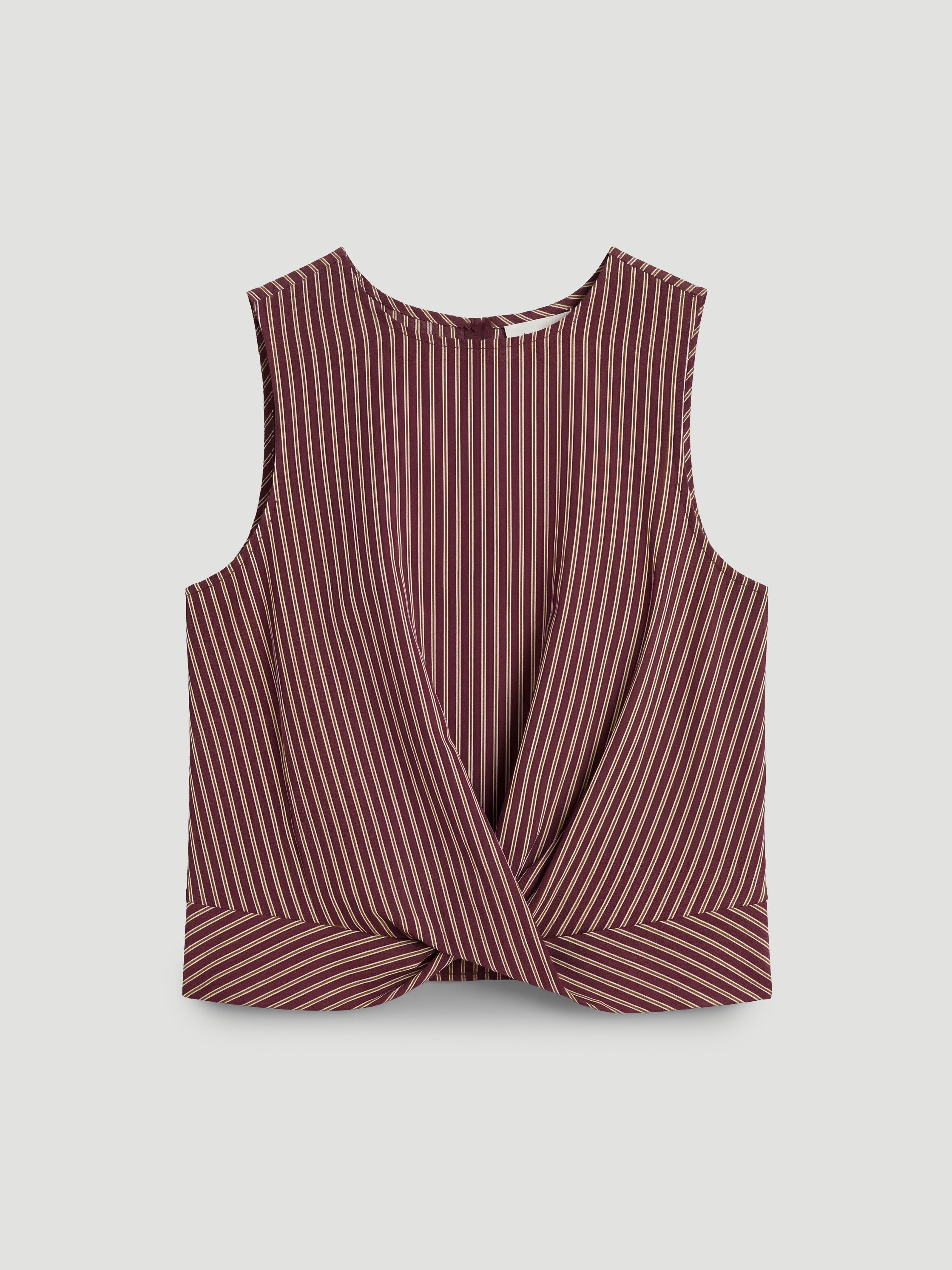 Maggie Stripe Twist Front Top | Burgundy Stripe Red | hush