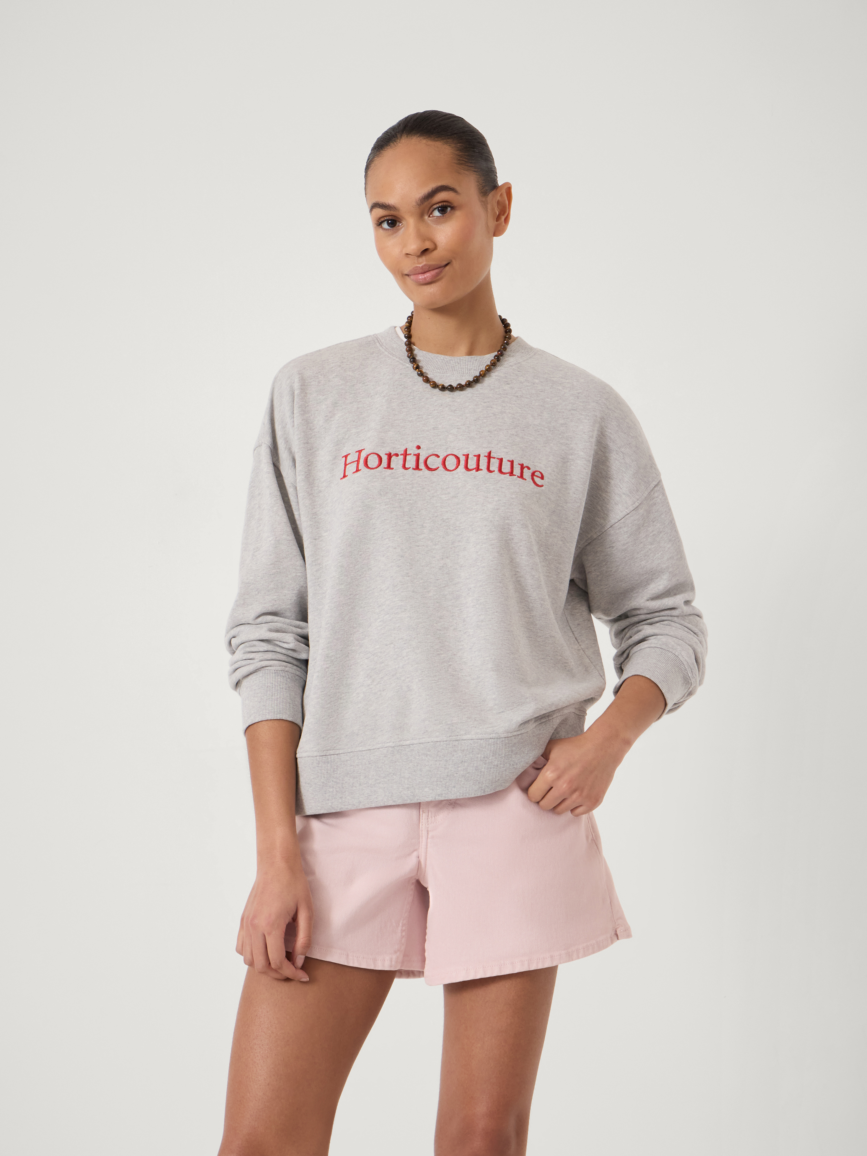 Horticouture Embroidered Slogan Sweatshirt | Grey Marl | hush