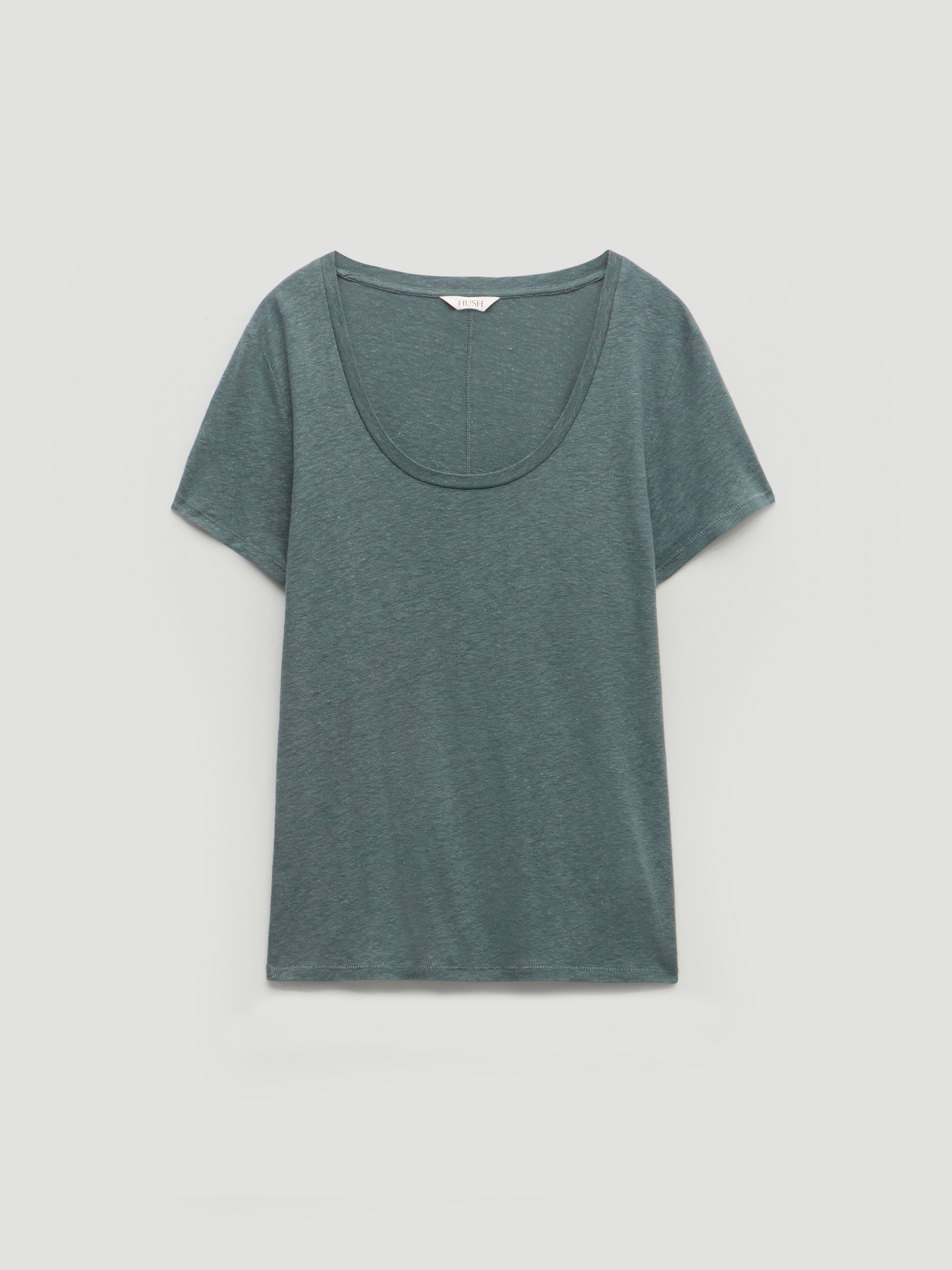 Briar Linen Blend Scoop Neck T-Shirt | Sage Green | hush