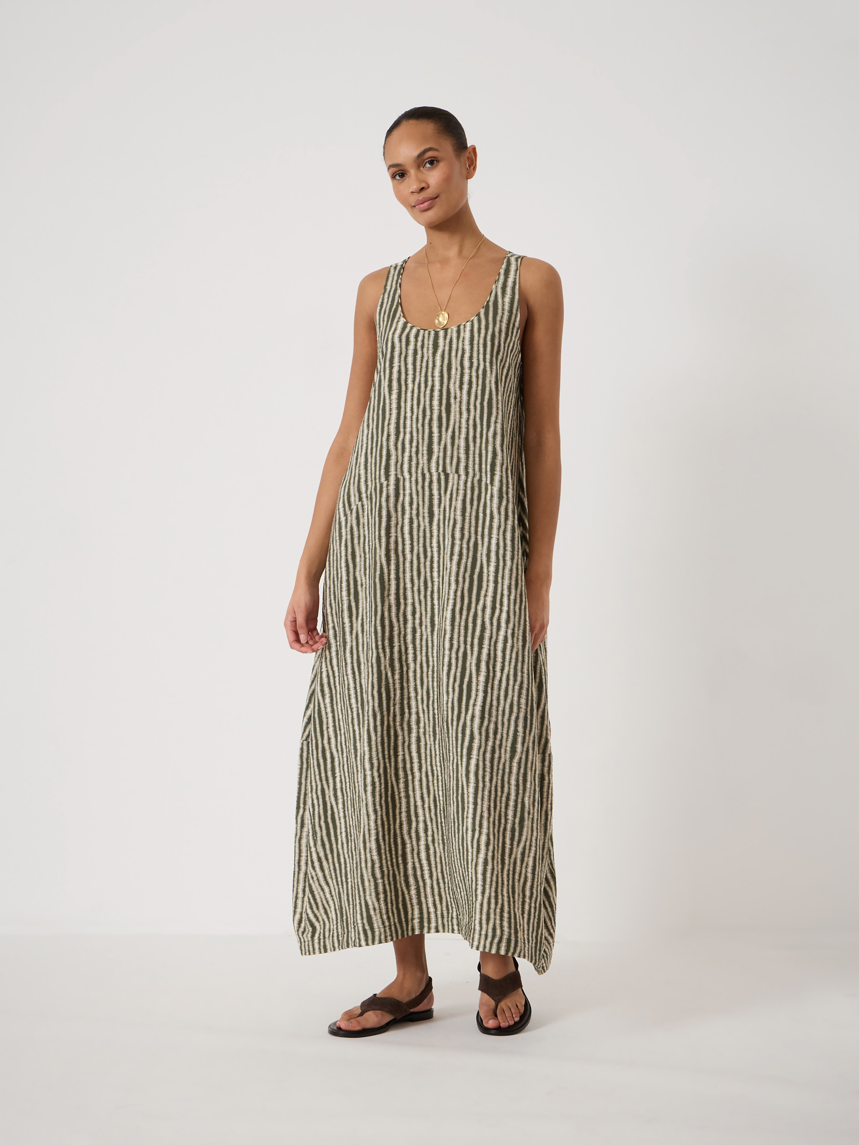 Liddie Barrel Tank Dress | Blurred Lines Green | hush