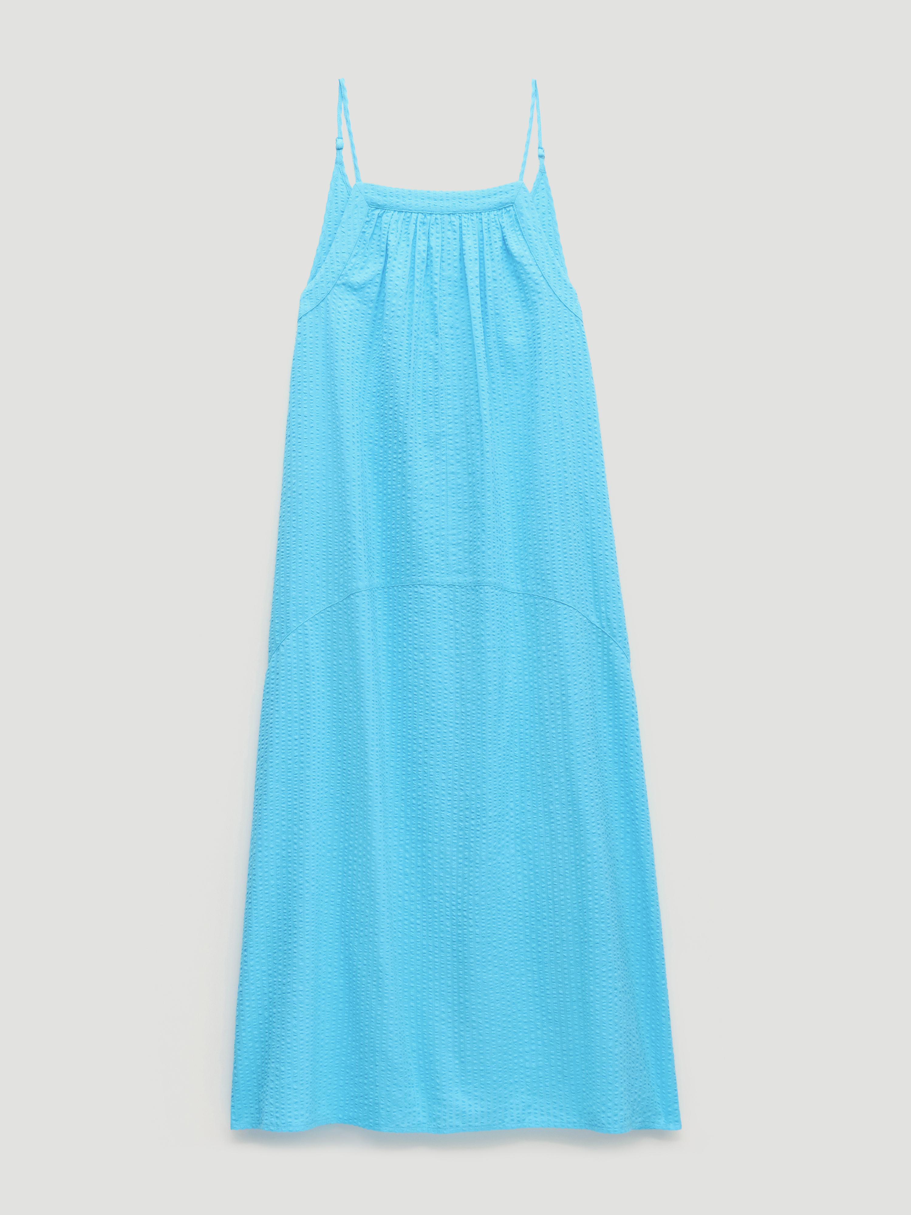 Strappy Seersucker Maxi Beach Dress | Turquoise Blue | hush