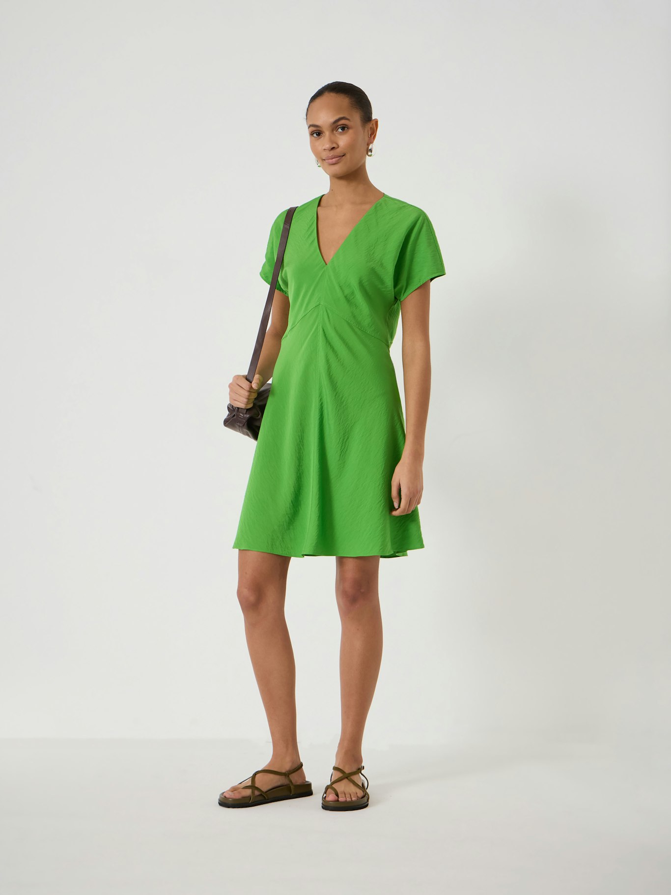 Grace V-Neck Mini Dress | Bright Green | hush Grace V-Neck Mini Dress | Bright Green | hush