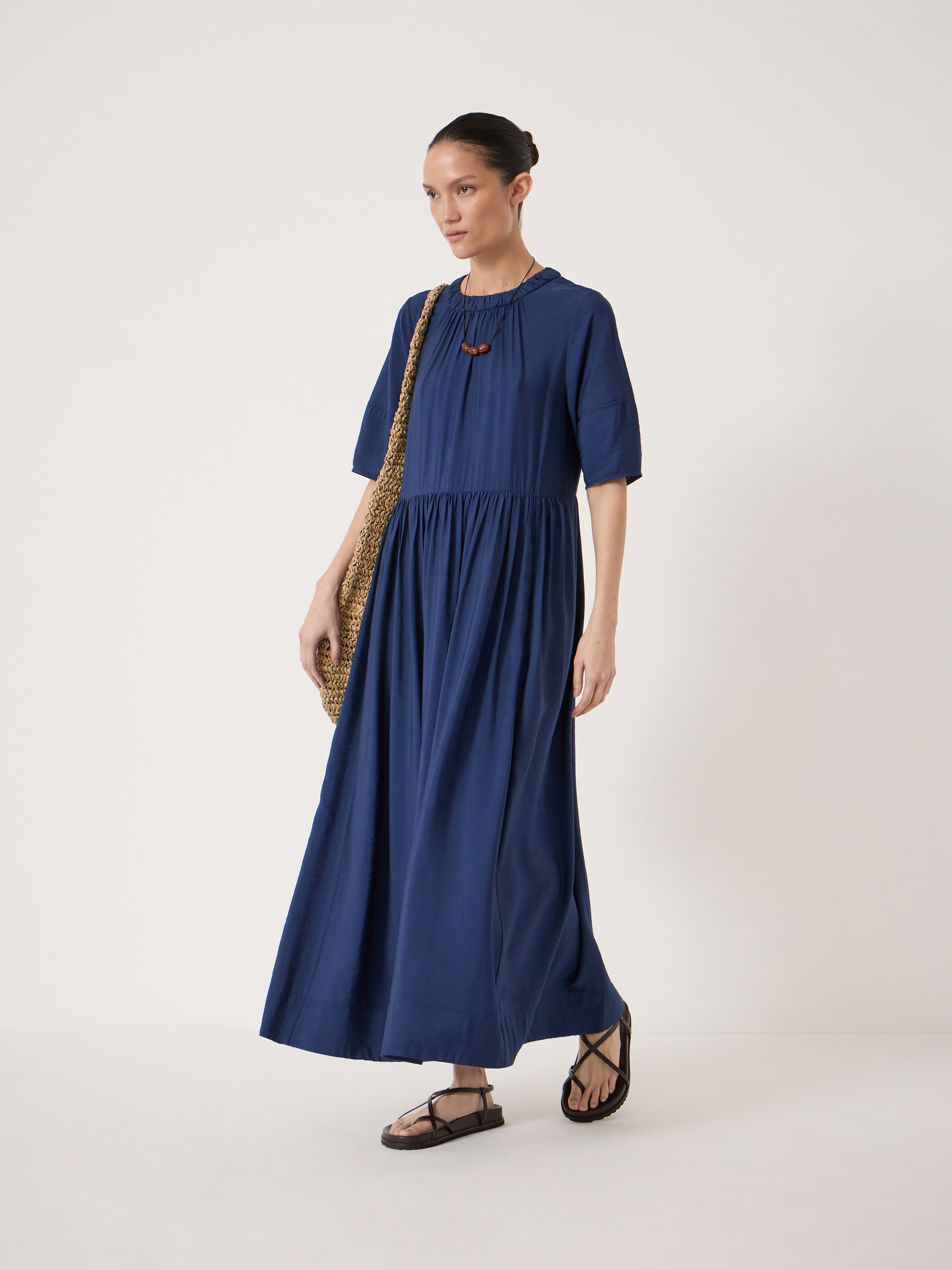blue maxi ruffle dress Blue Angel Sleeves Ruffle Maxi Sundress