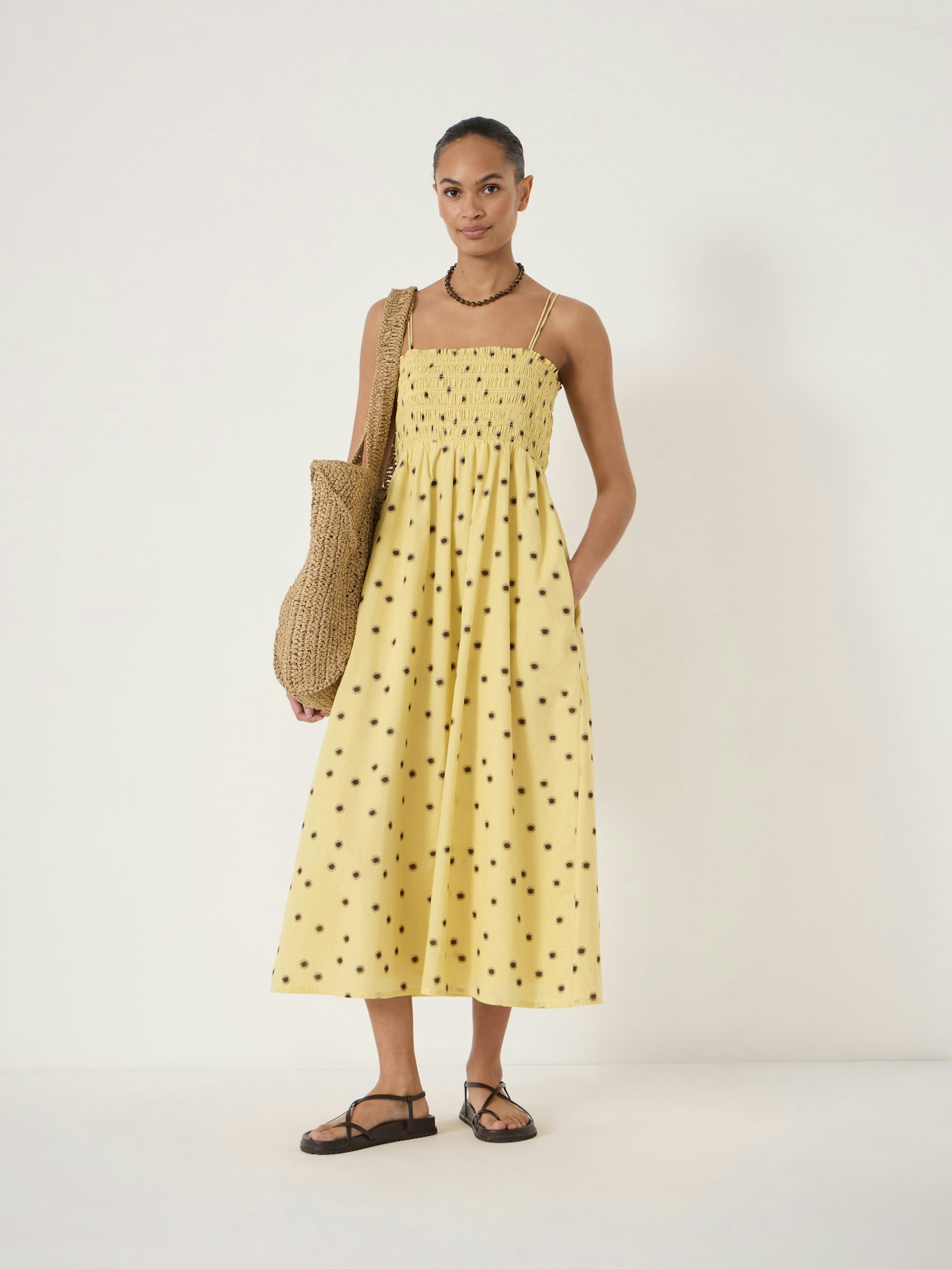 shirred polka dot midi dress Dorothy Perkins Women's Petite Puff Sleeve Blue Spot Shirred Bodice Peplum Midi Dress | Size: 2