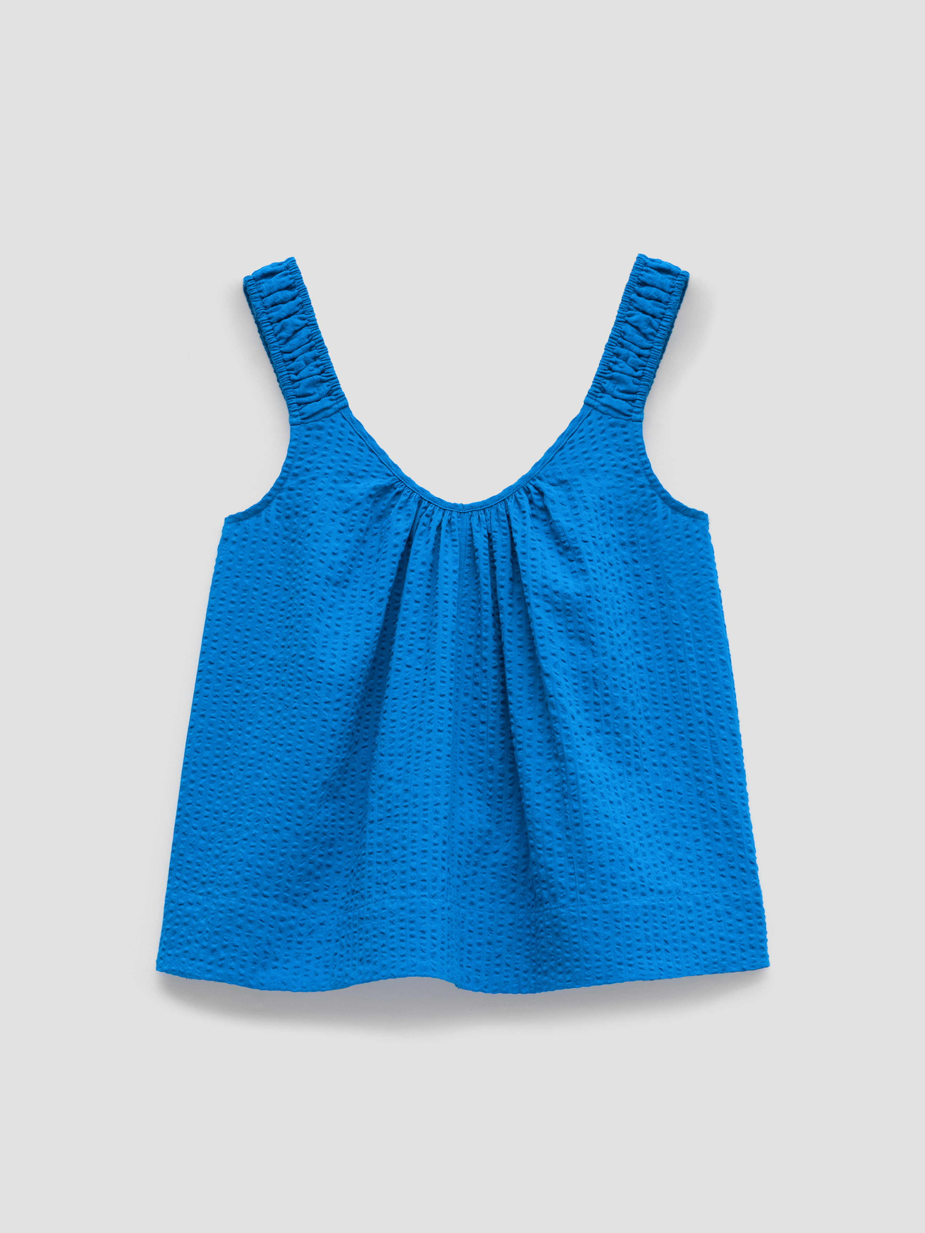 Lazra Gathered Strap Flared Cami Top - Sky Blue | Hush