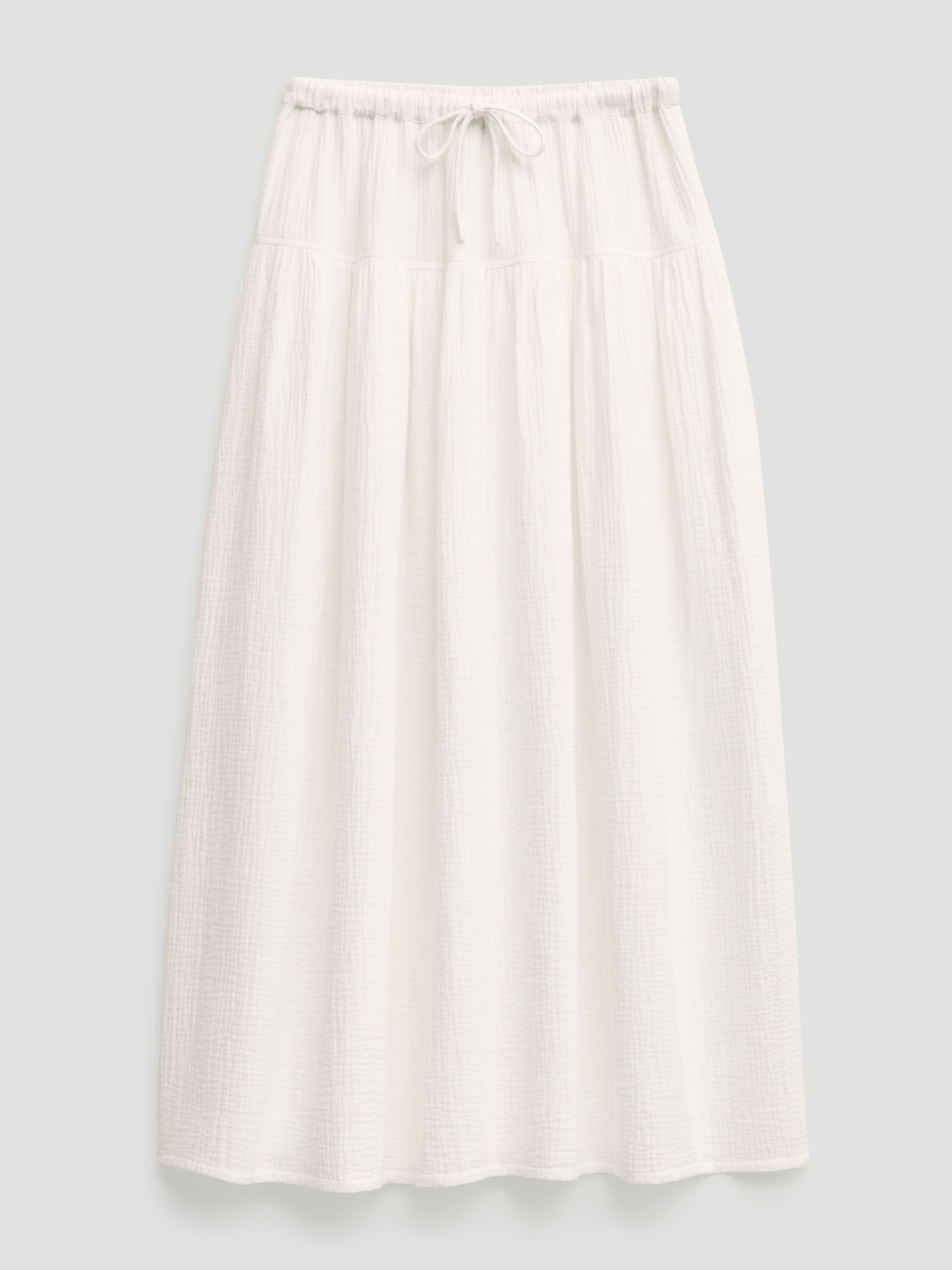 Cotton Cheesecloth Drawstring Skirt | White | hush