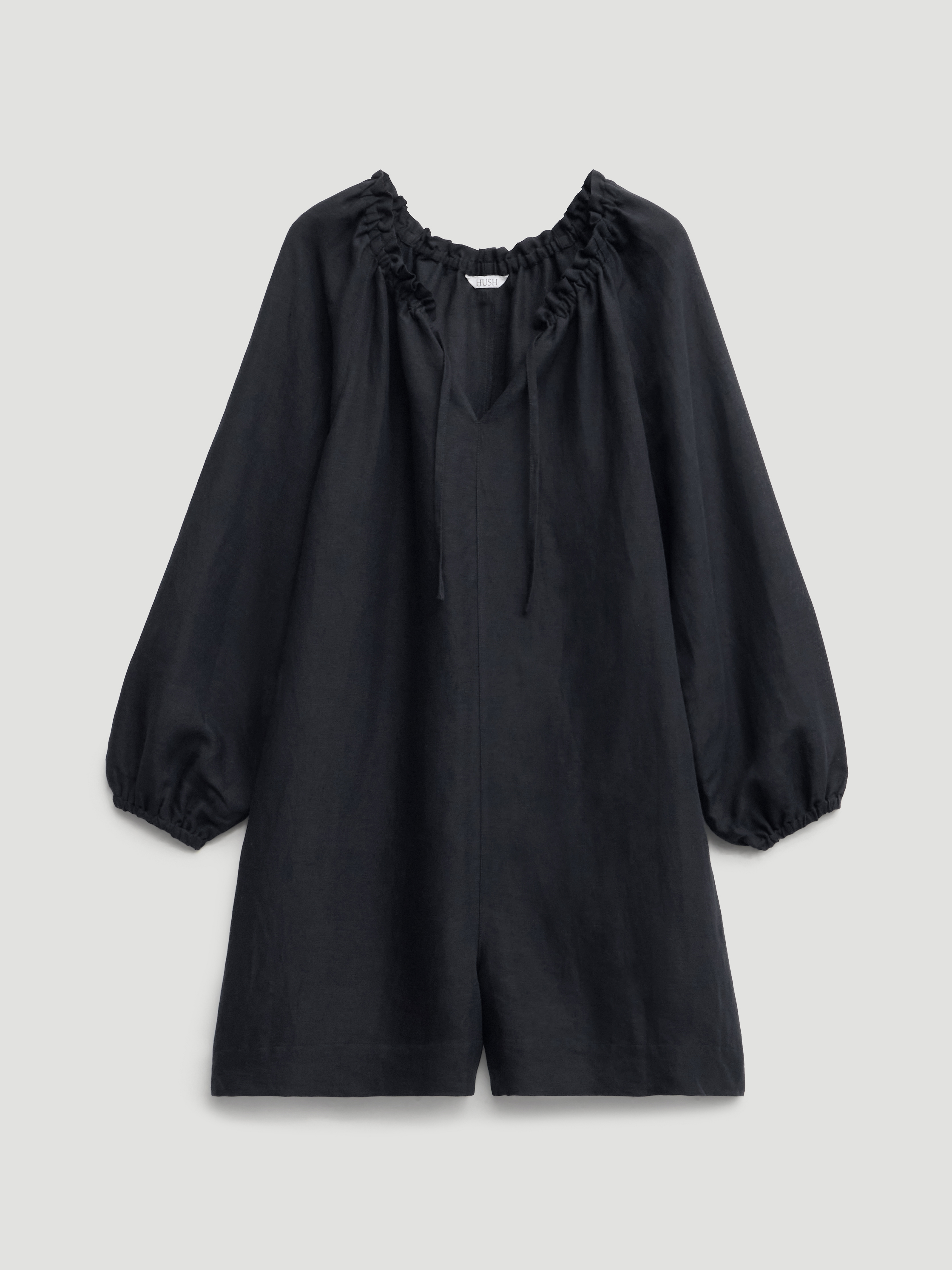 Elia Linen Blend Playsuit | Black | hush