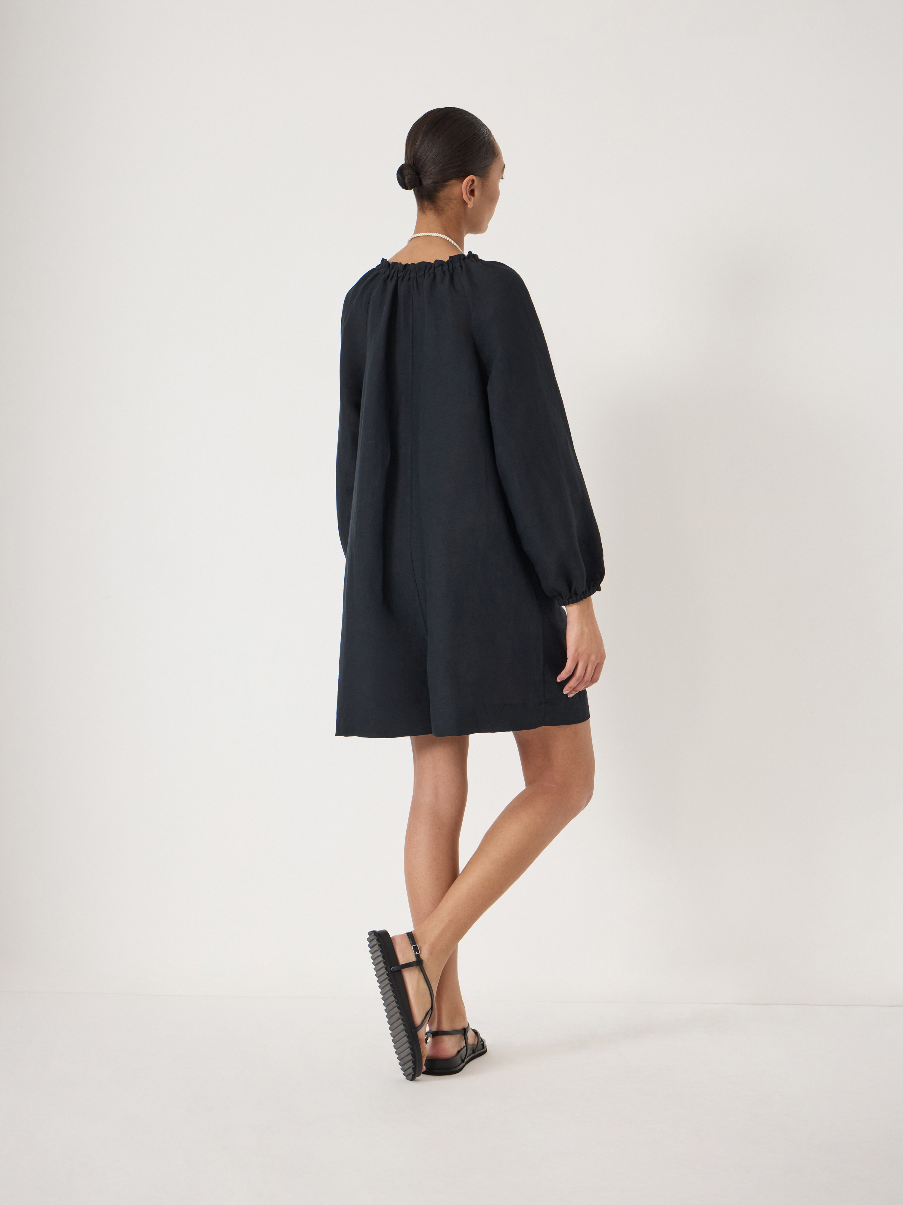 Elia Linen Blend Playsuit | Black | hush