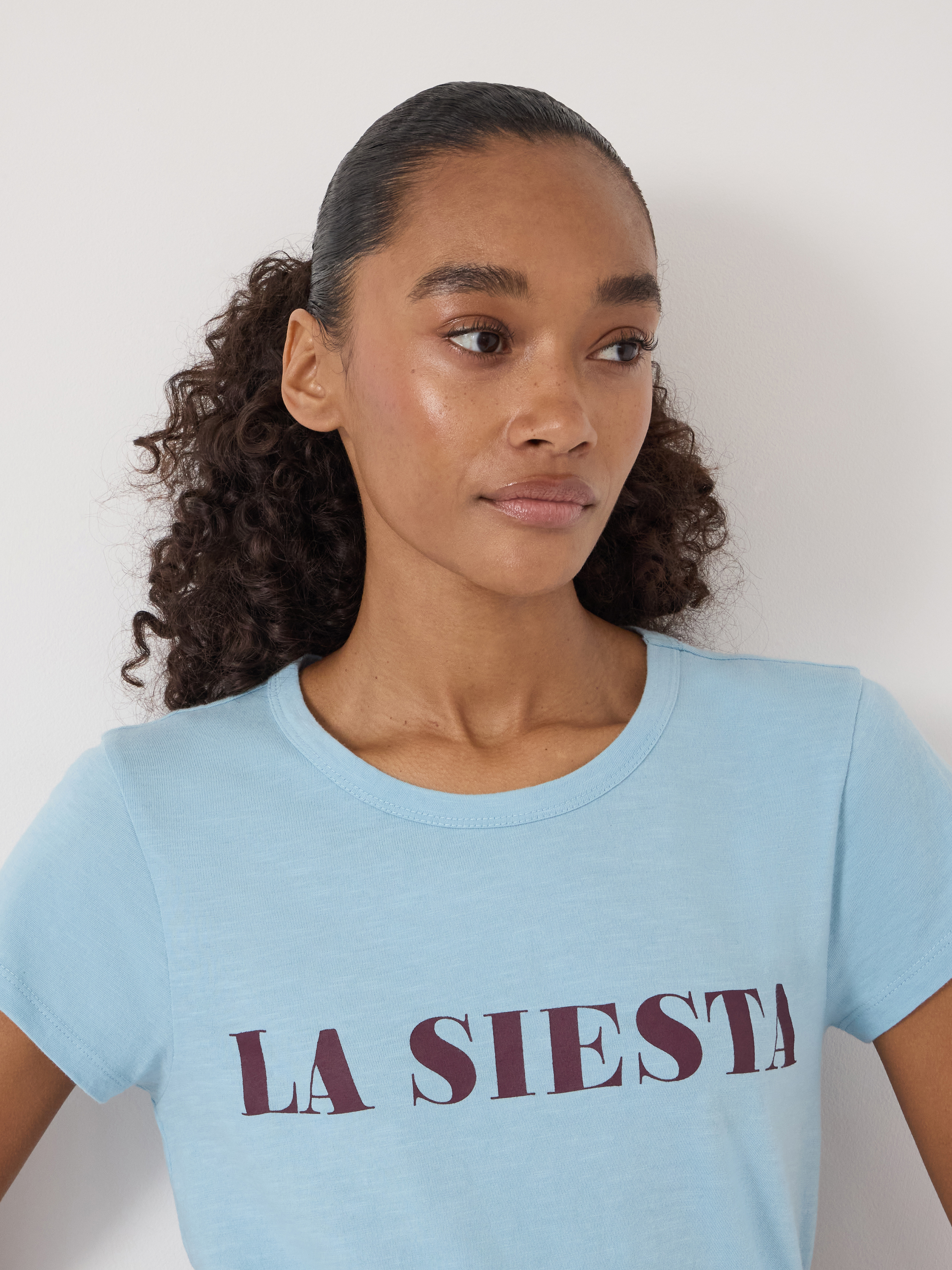 La Siesta Graphic Slub T-Shirt - Soft Blue | Hush