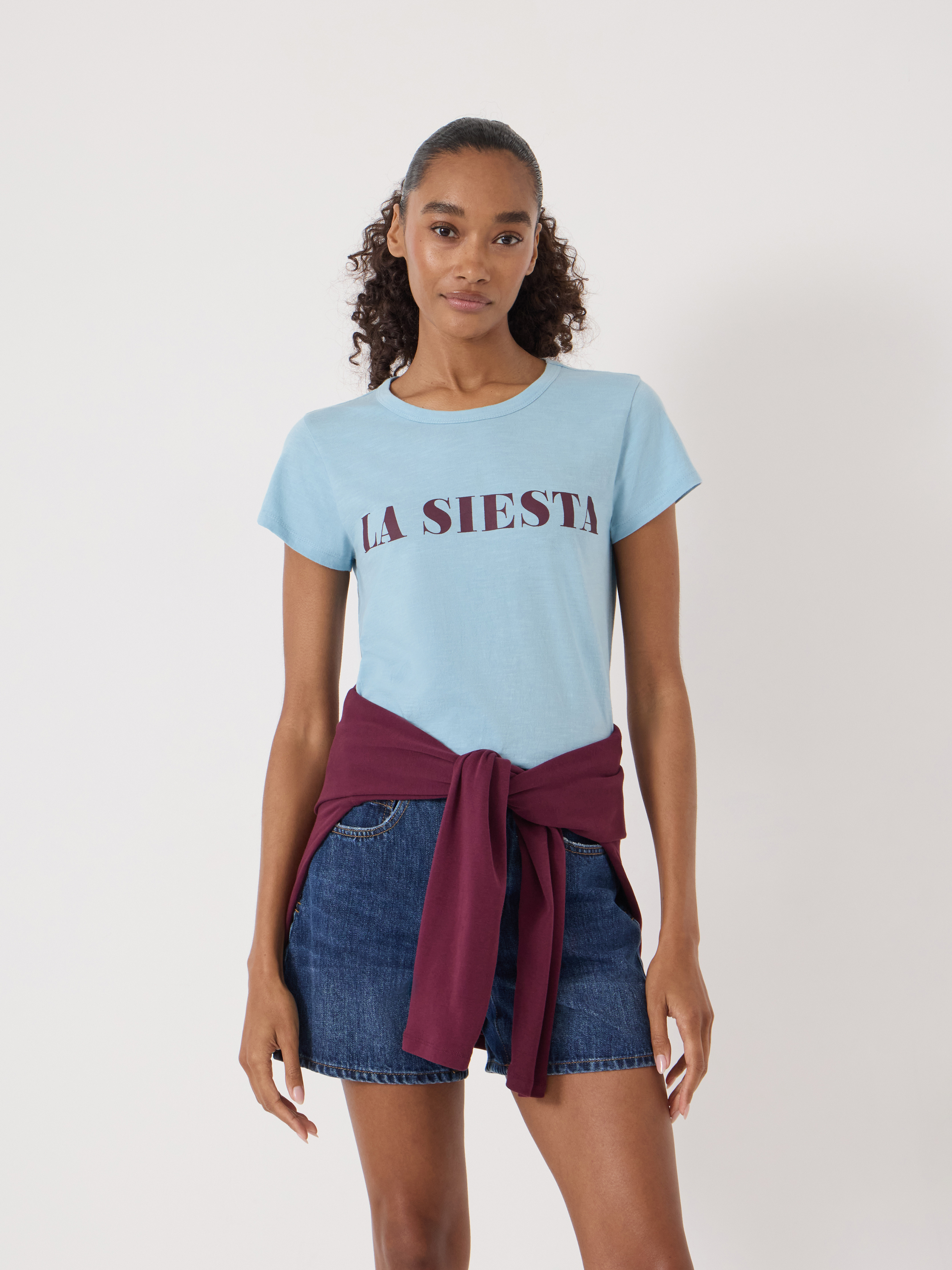 La Siesta Graphic Slub T-Shirt - Soft Blue | Hush