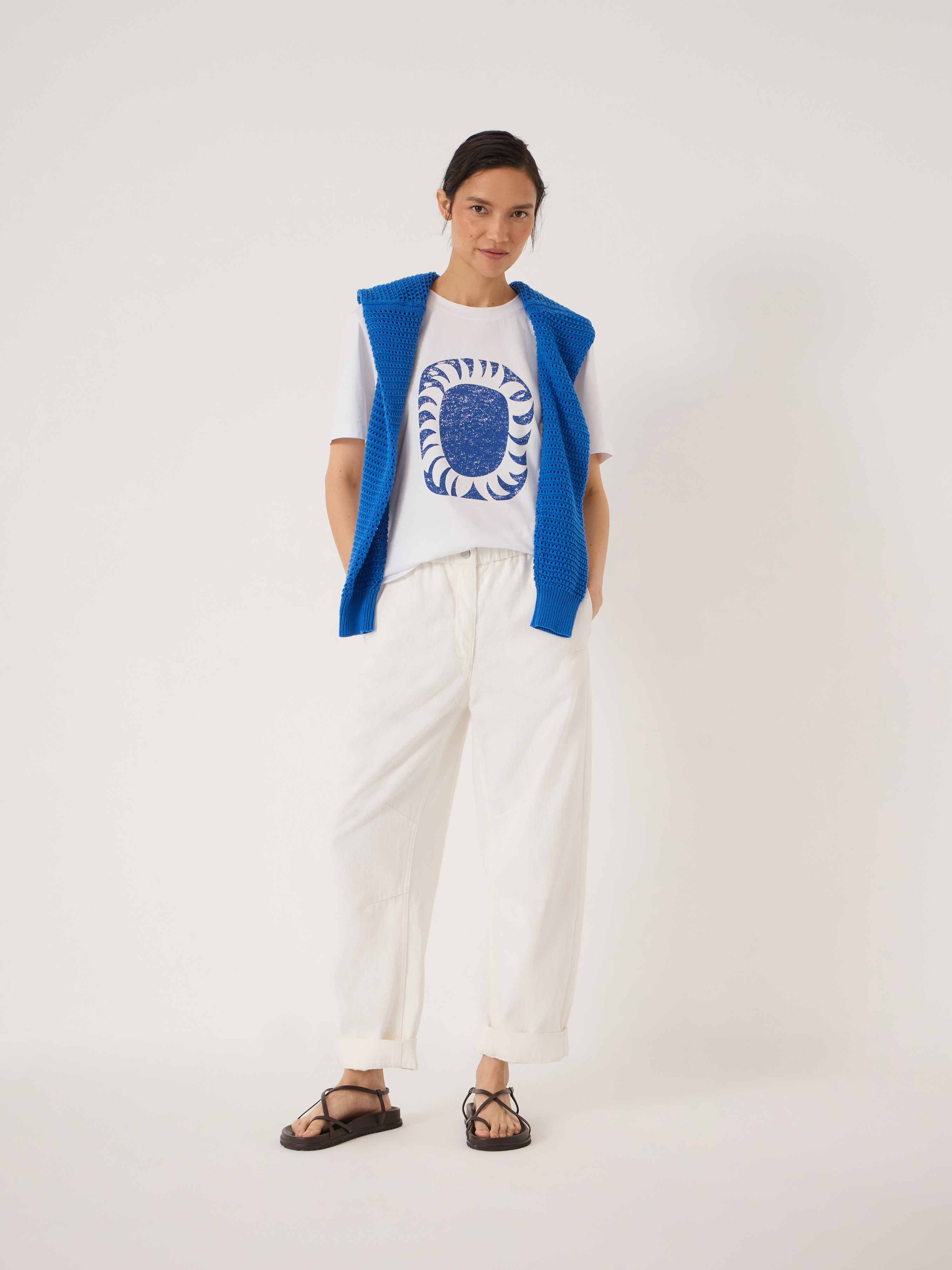 Sun Graphic Cotton T-Shirt - White | Hush